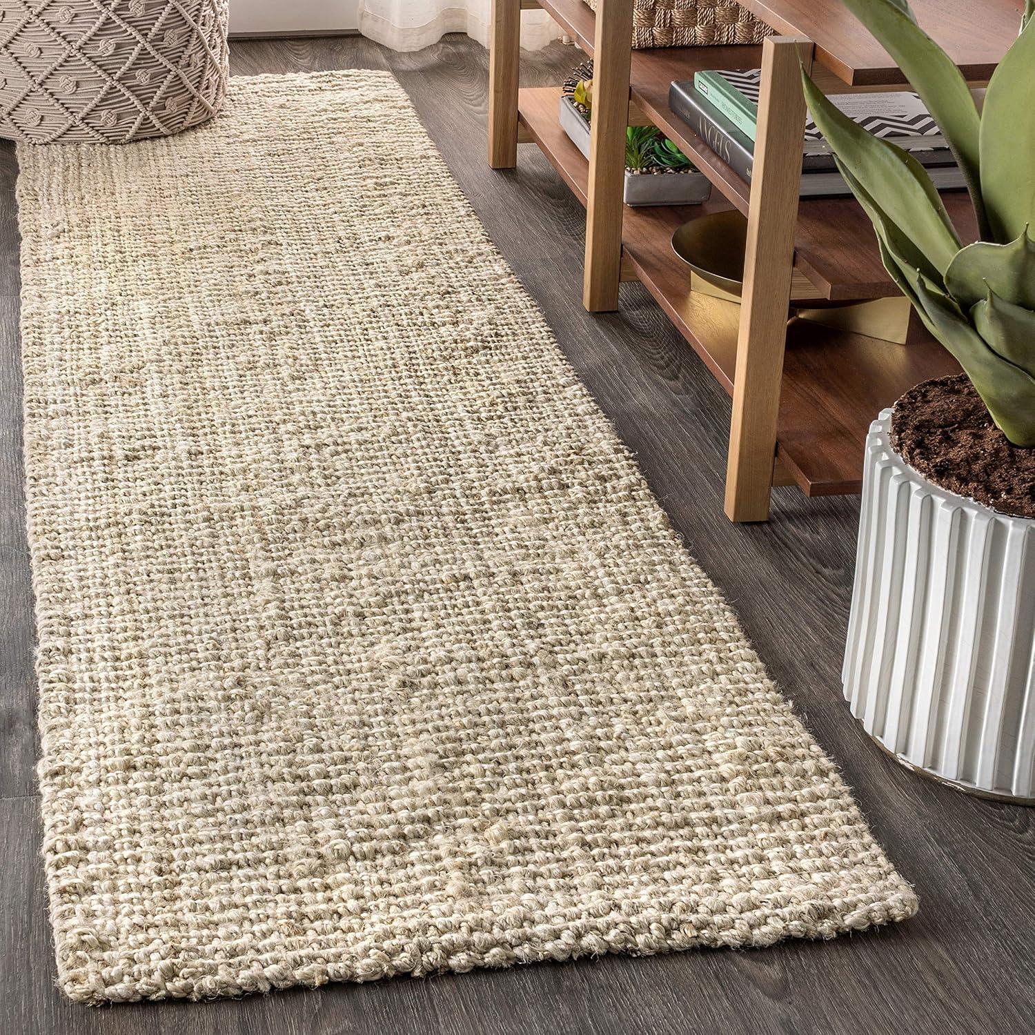 Ivory Braided Chunky Jute 2'x8' Reversible Runner Rug