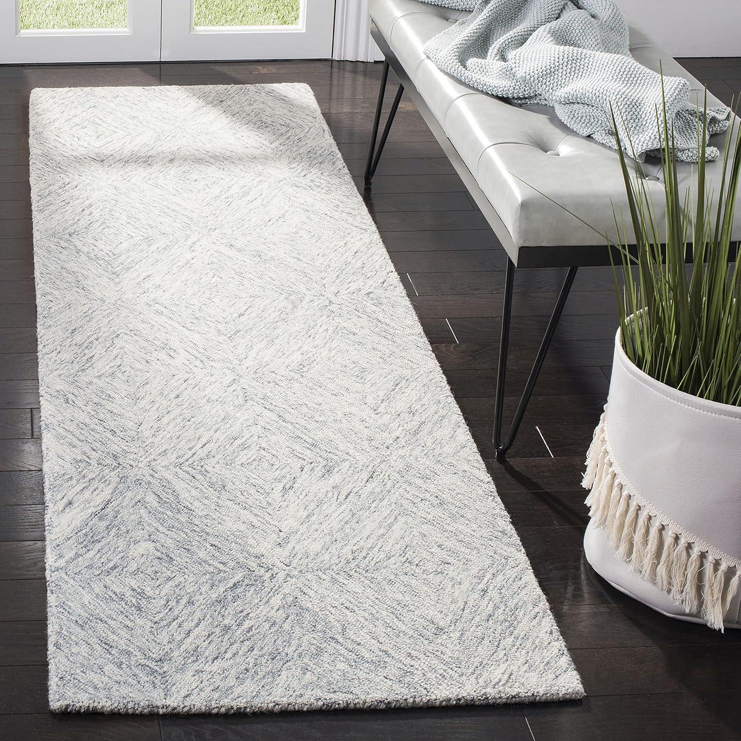 Abstract ABT767 Hand Tufted Runner Rug - Silver - 2'3" X 8' - Safavieh.