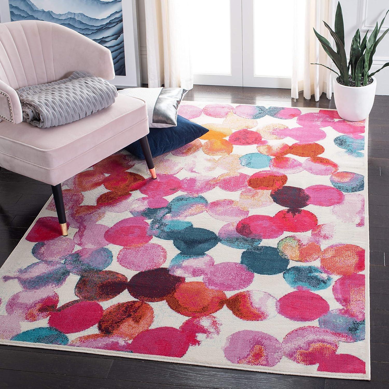 Lillian LLN377 Power Loomed Accent Rug - Rose/Light Blue - 3'x5' - Safavieh