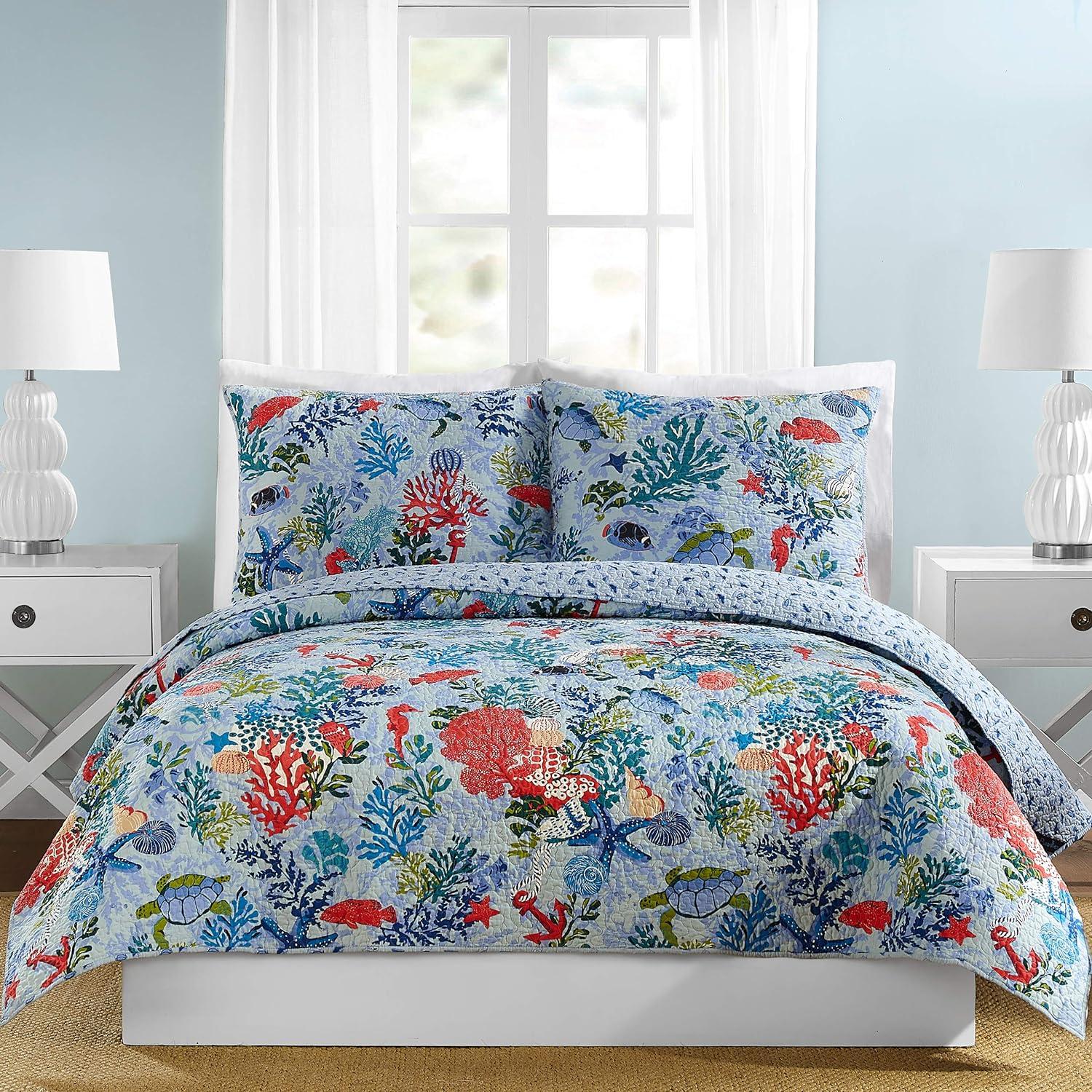 Vera Bradley Shore Thing 100% Cotton Reversible Coastal Quilt
