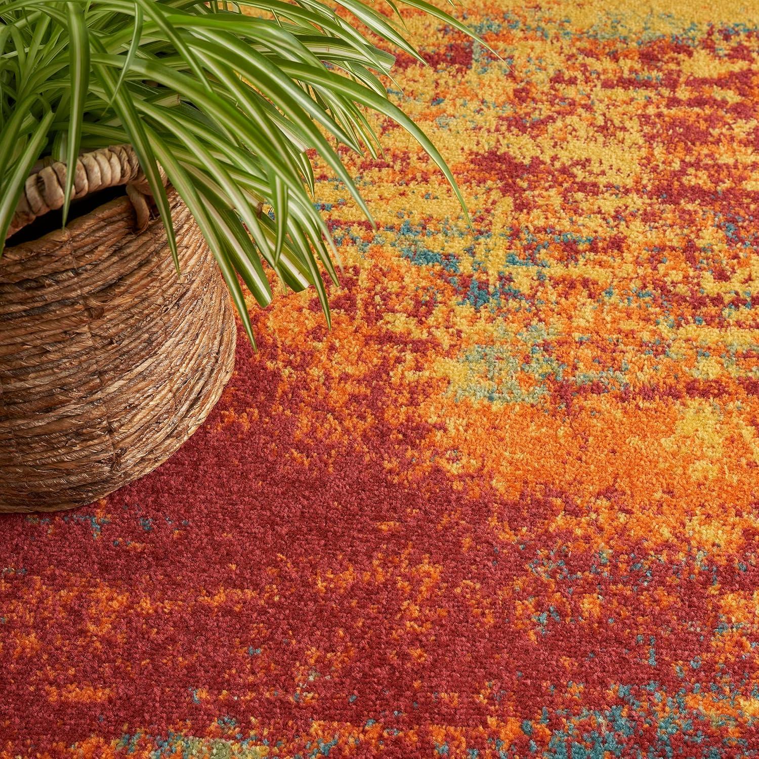 Nourison Essentials Abstract Indoor Outdoor Rug Flame 4' x 6'