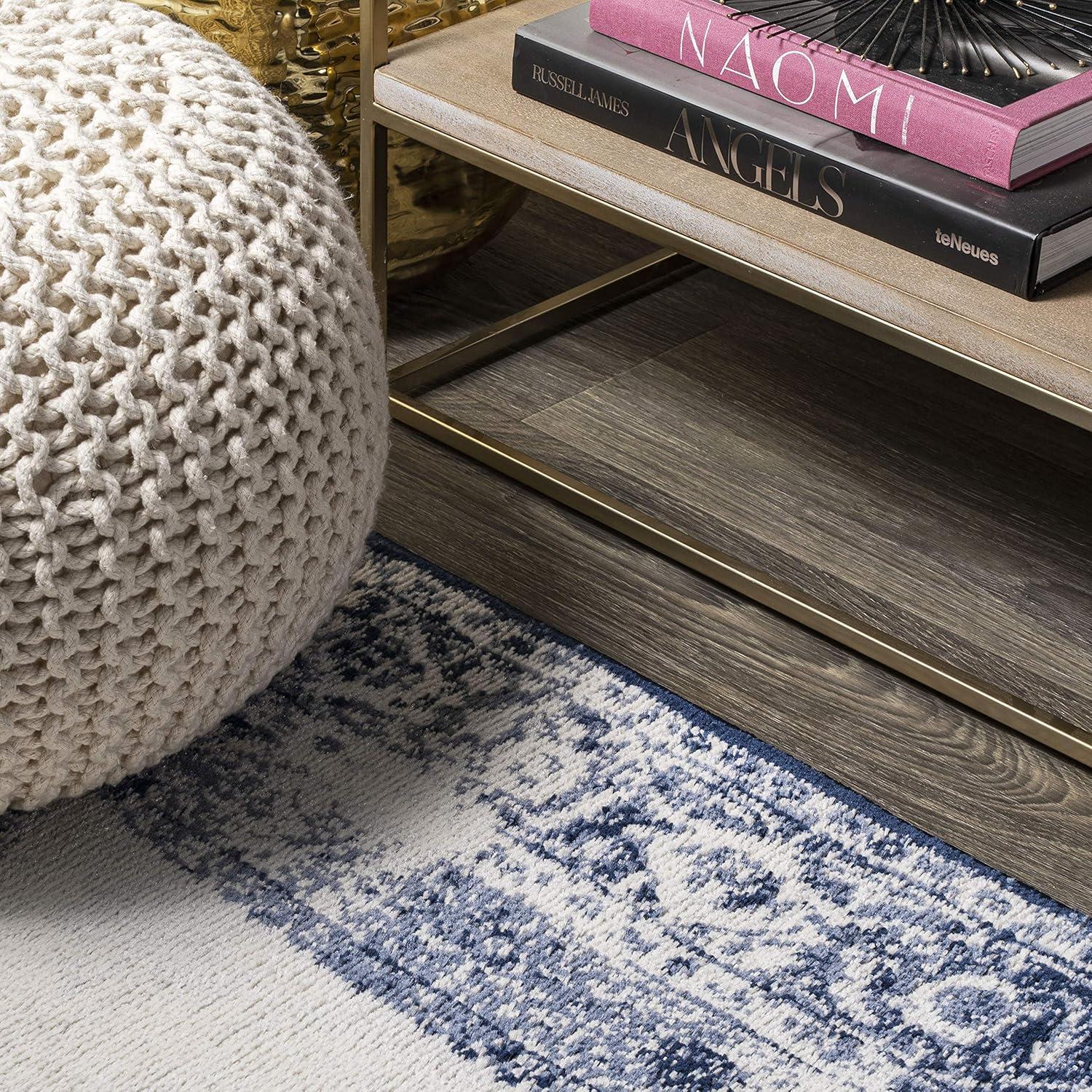 8'x10' Rosalia Cottage Medallion Area Rug, Navy/Ivory - JONATHAN Y