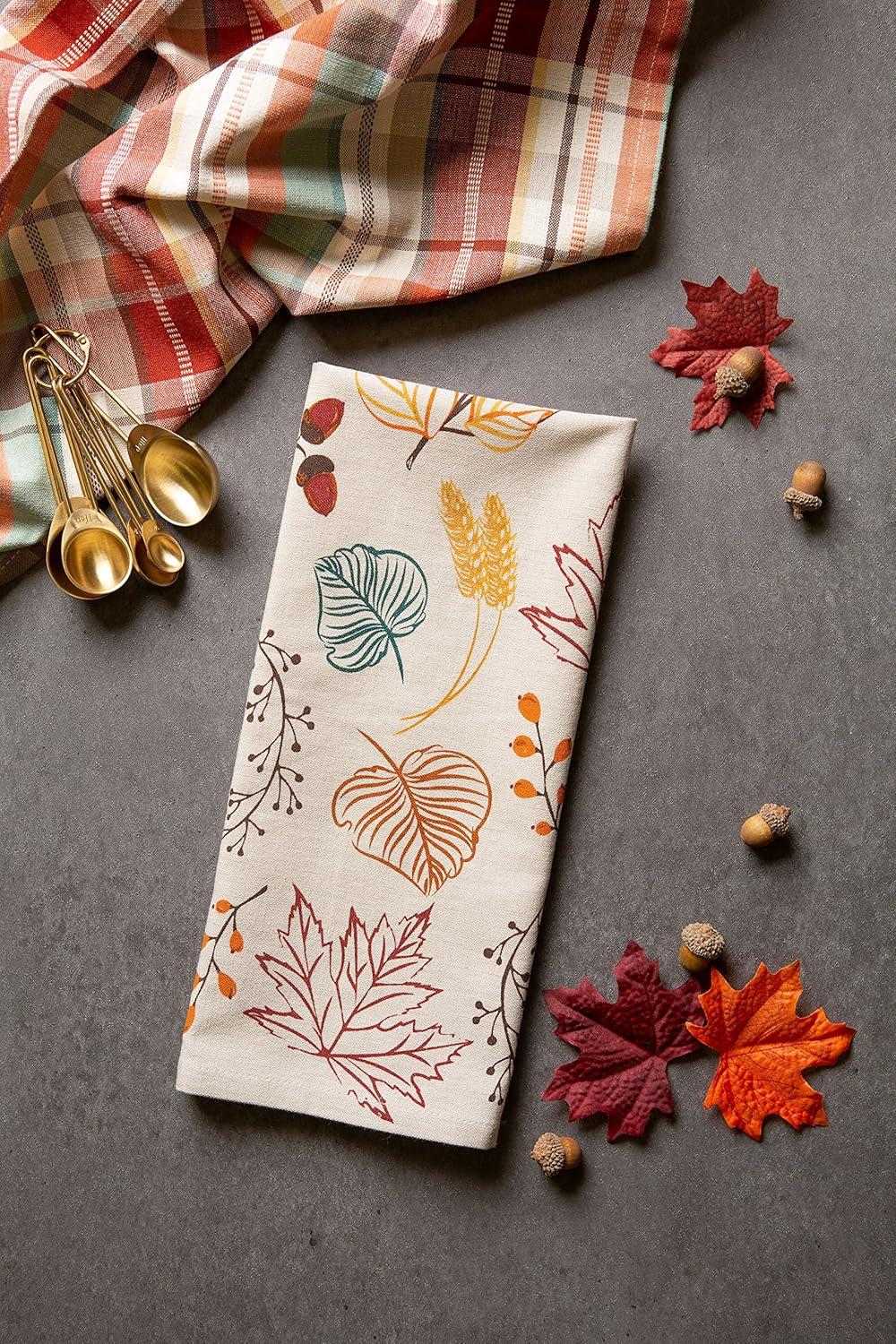 Design Imports Assorted Autumn Leaves Dishtowel (Set Of 2)