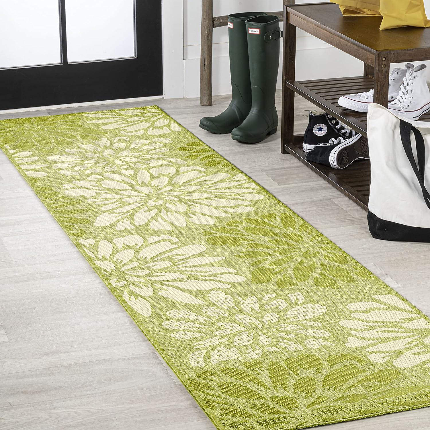 Zinnia Modern Floral Textured Weave Indoor/Outdoor Area Rug - JONATHAN Y