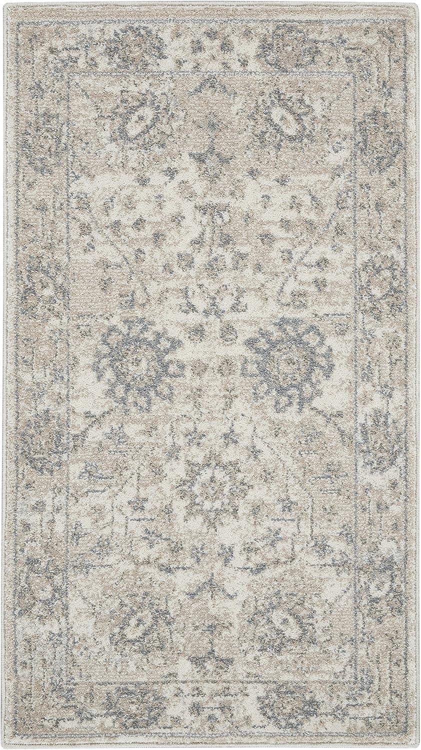 Ivory and Sand Rectangular Synthetic Persian Rug 2'2" x 3'9"