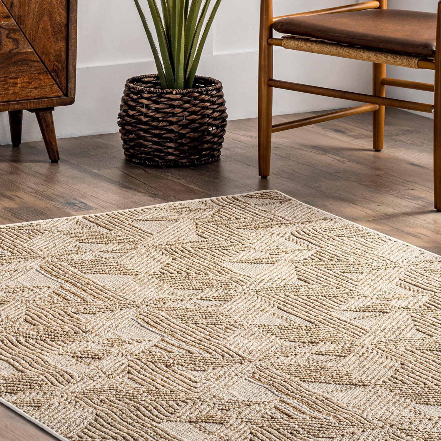 nuLOOM Trinity Textured Abstract Diamonds Area Rug, 5' 3" x 7' 6", Beige