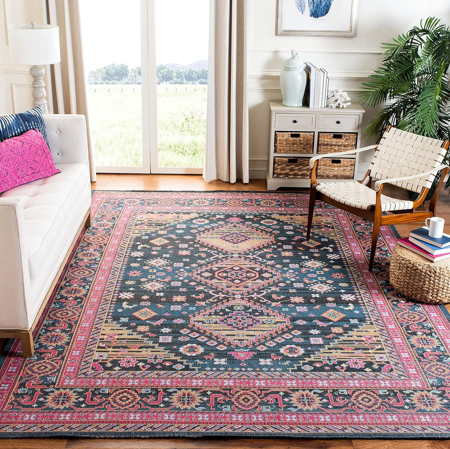 Classic Vintage CLV114 Power Loomed Area Rug - Navy/Pink - 4'x6' - Safavieh.