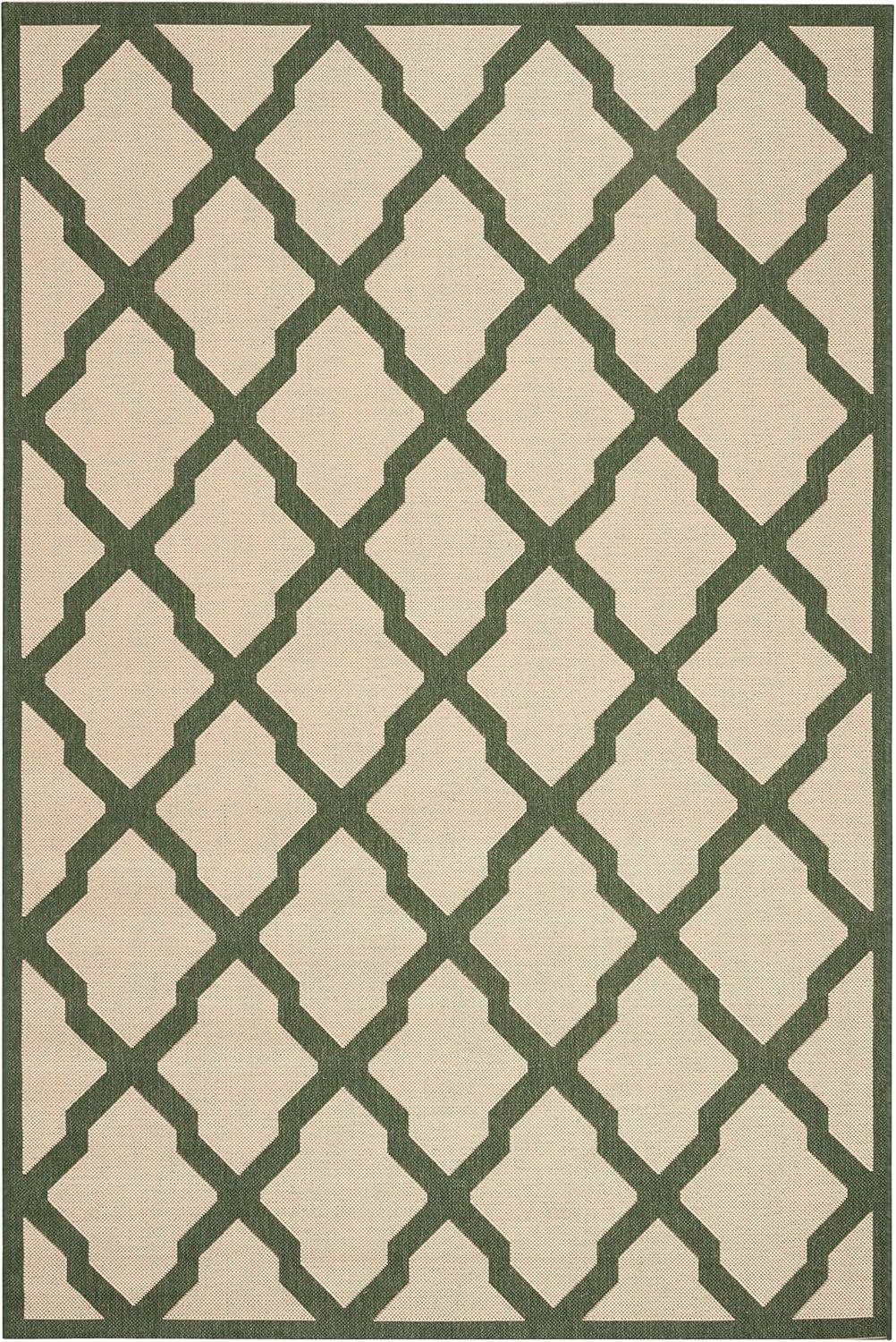 SAFAVIEH Beach House Loraine Trellis Indoor/Outdoor Area Rug Cream/Green, 5'3" x 7'6"