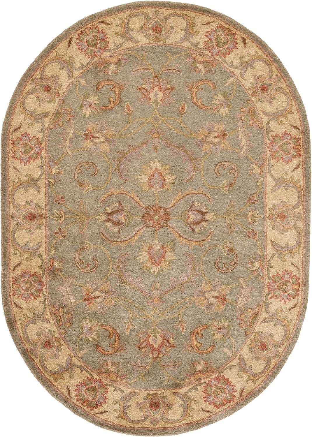 Heritage HG811 Hand Tufted Area Rug - Blue/Beige - 4'6"x6'6" Oval - Safavieh.