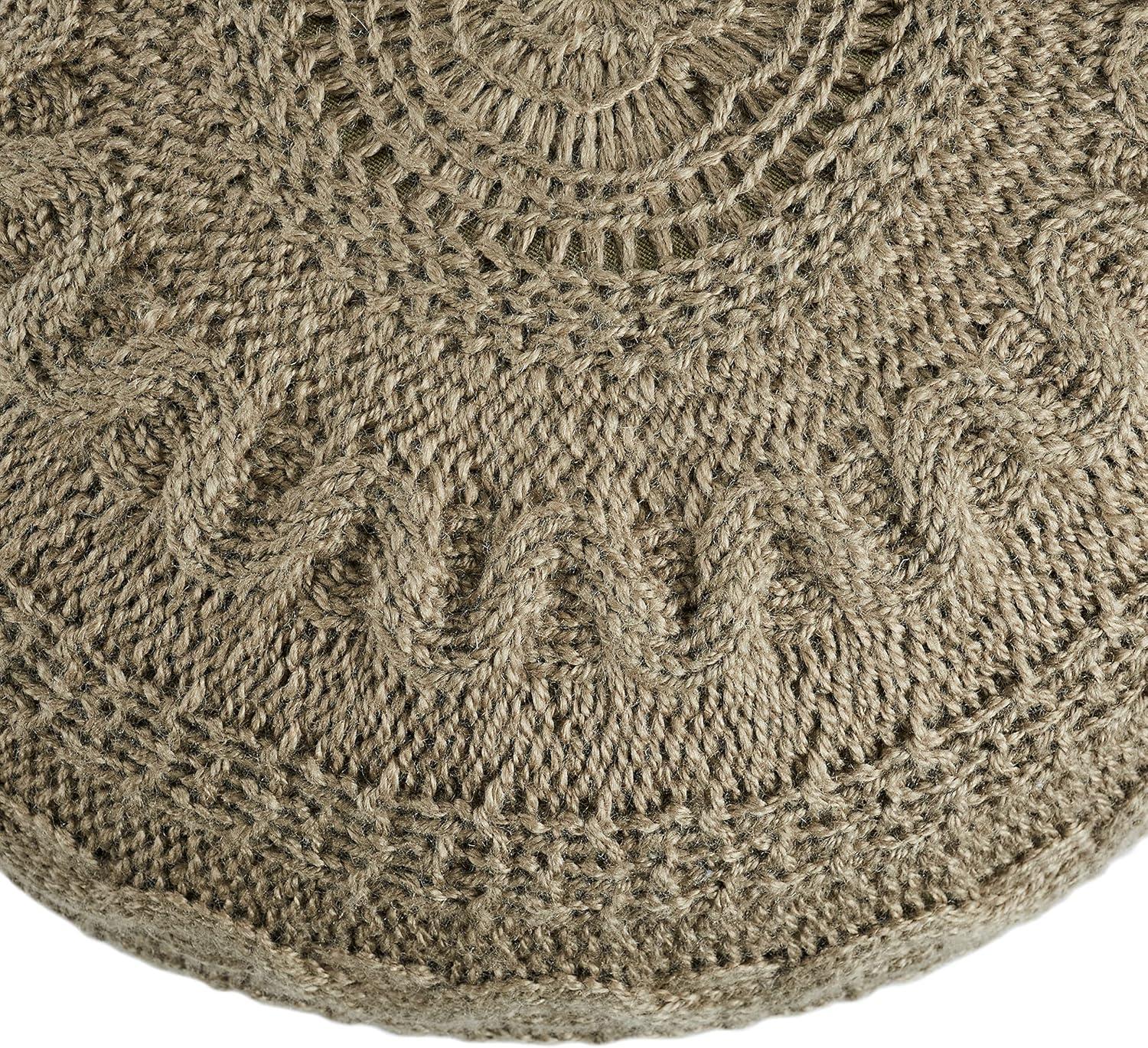 Jaipur Living Vibe Etta Solid Taupe/Olive Round Pouf