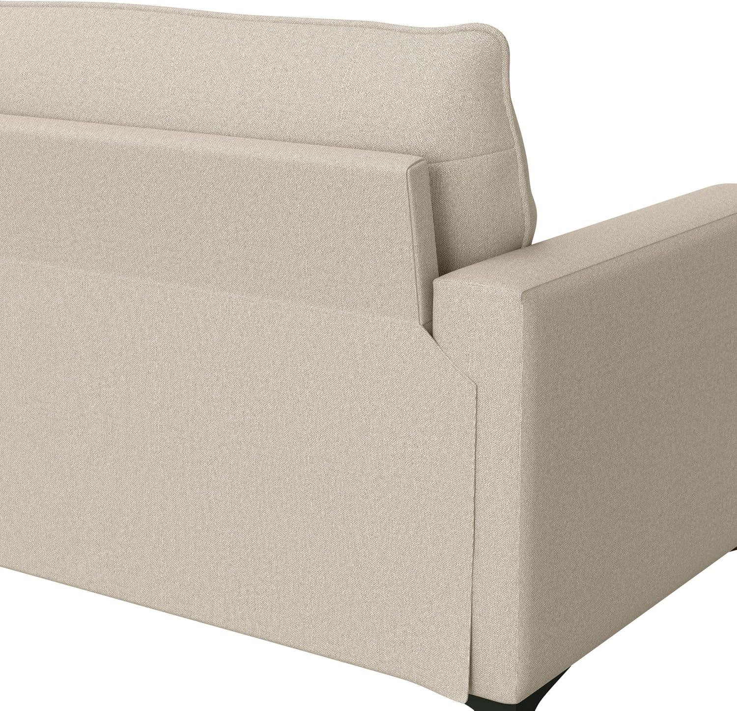 Oatmeal Fabric 66.5'' Sofa with Removable Cushions and Wood Accents