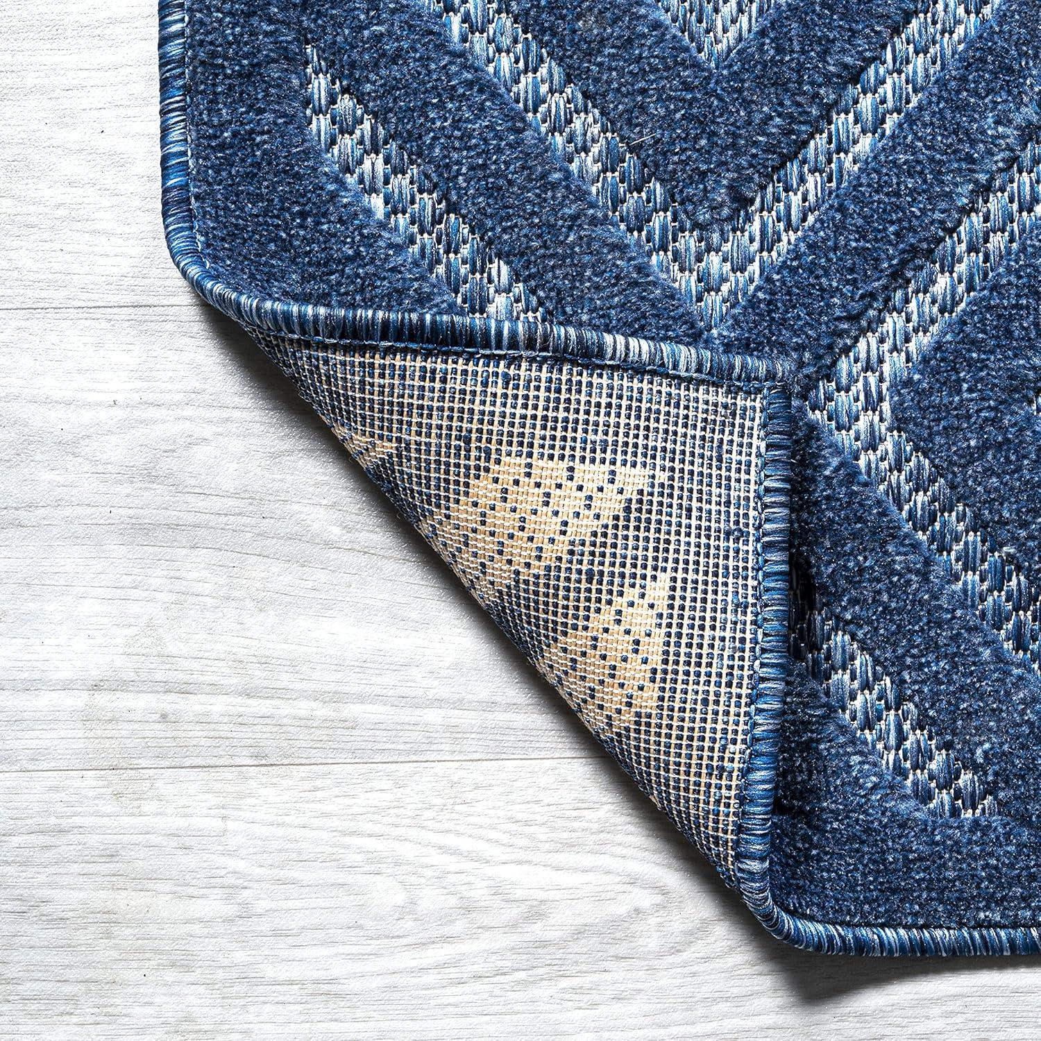 5'x8' Portmany Neutral Diamond Trellis Indoor/Outdoor Area Rug, Navy - JONATHAN Y