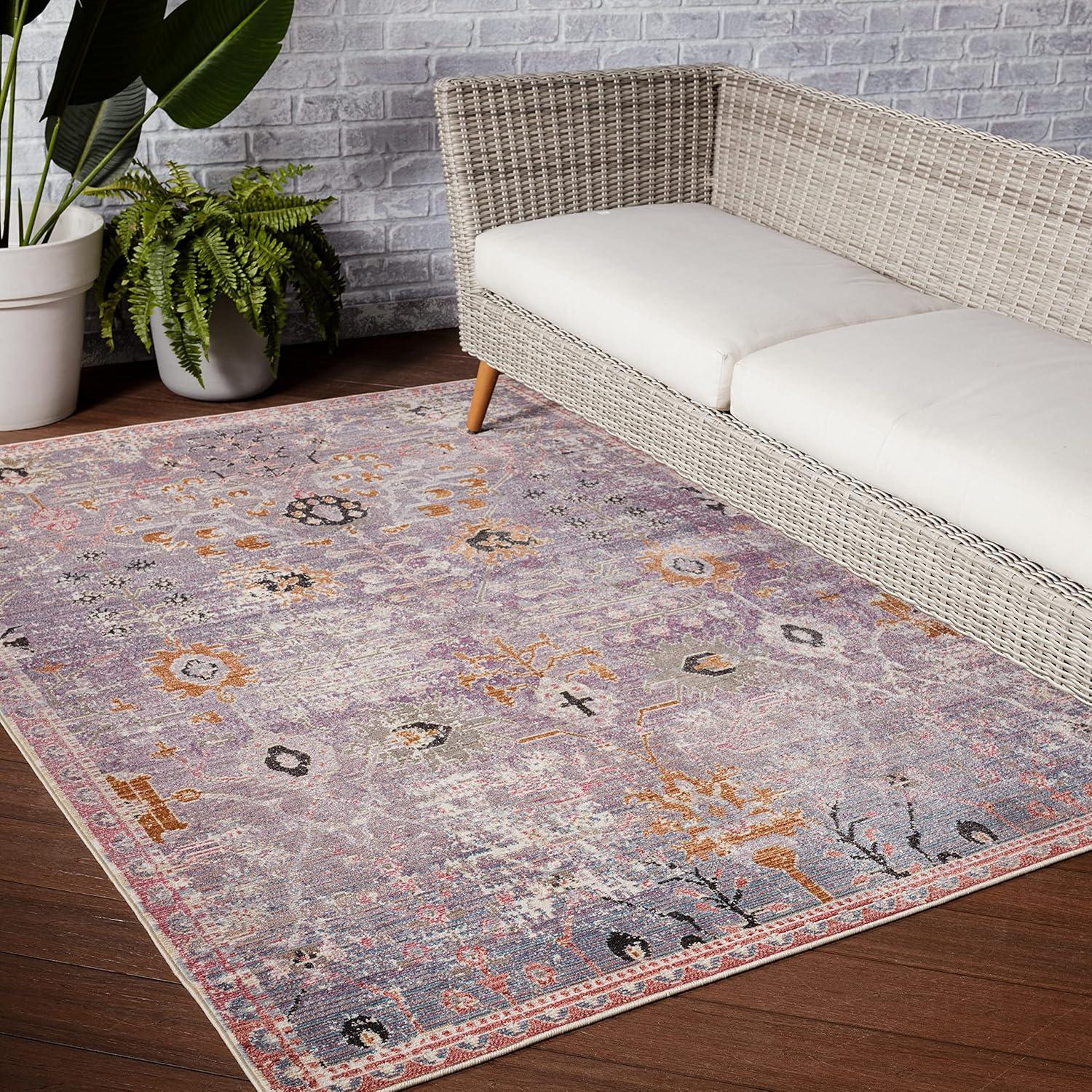 Elva Indoor/Outdoor Oriental Area Rug Purple/Gold - Jaipur Living