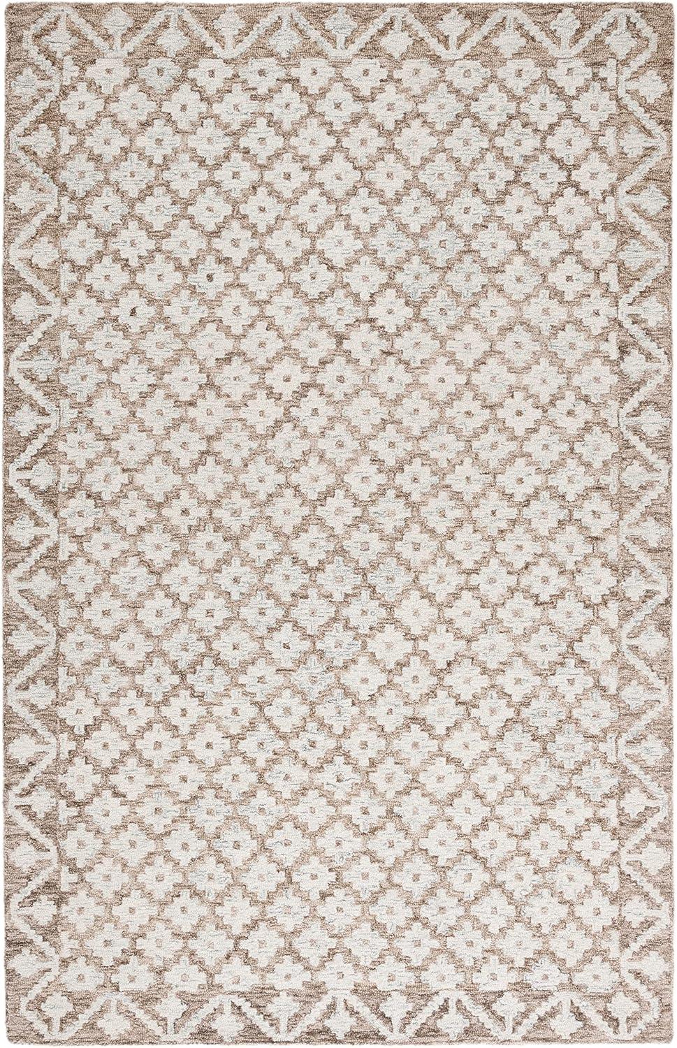 Hand-Tufted Elegance Beige & Sage Wool 3' x 5' Accent Rug