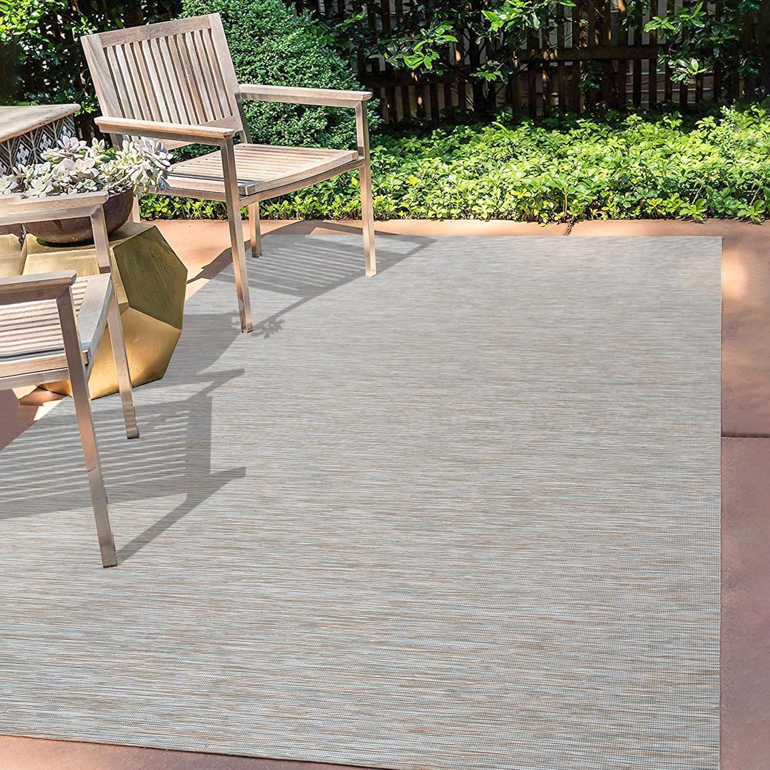 4'x6' Ethan Modern Flatweave Solid  Area Rug, Gray - JONATHAN Y