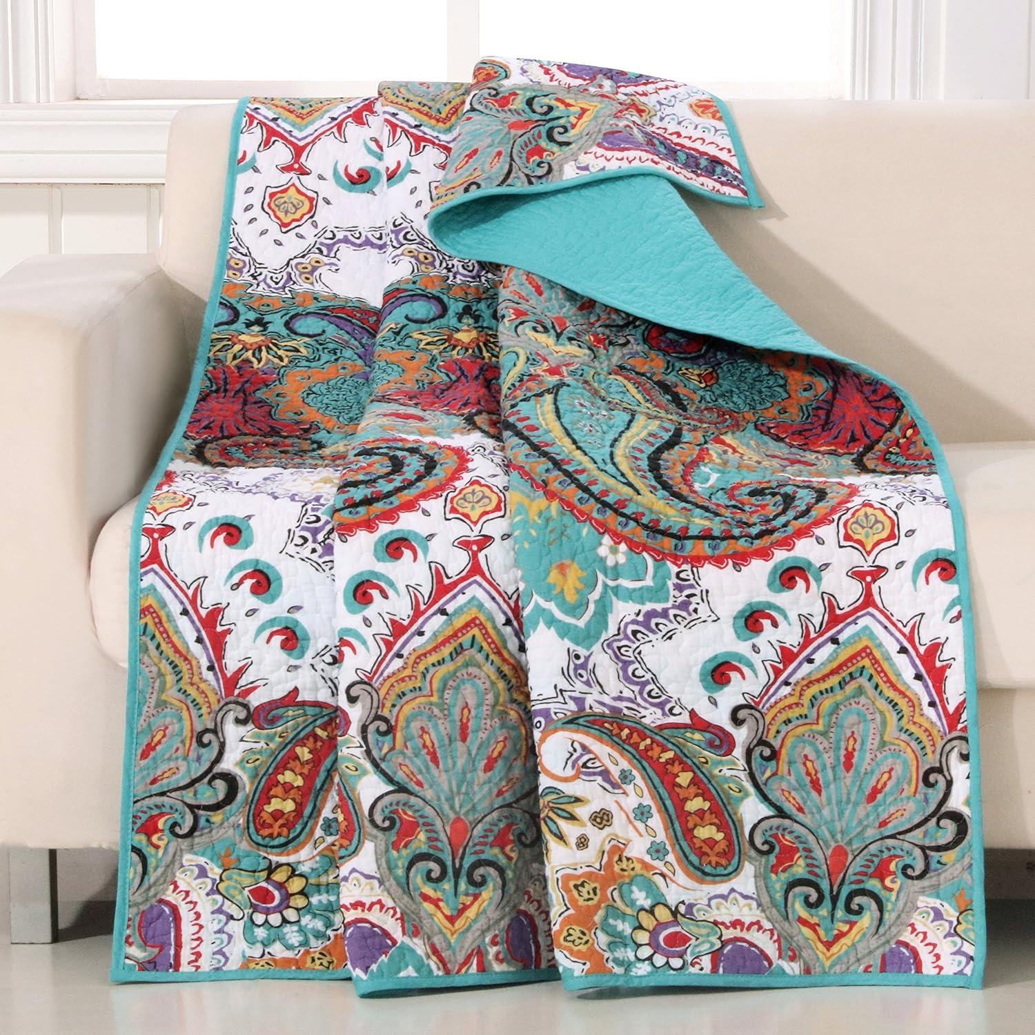 Greenland Home Fashions Nirvana Paisley 100% Cotton Quilted Throw