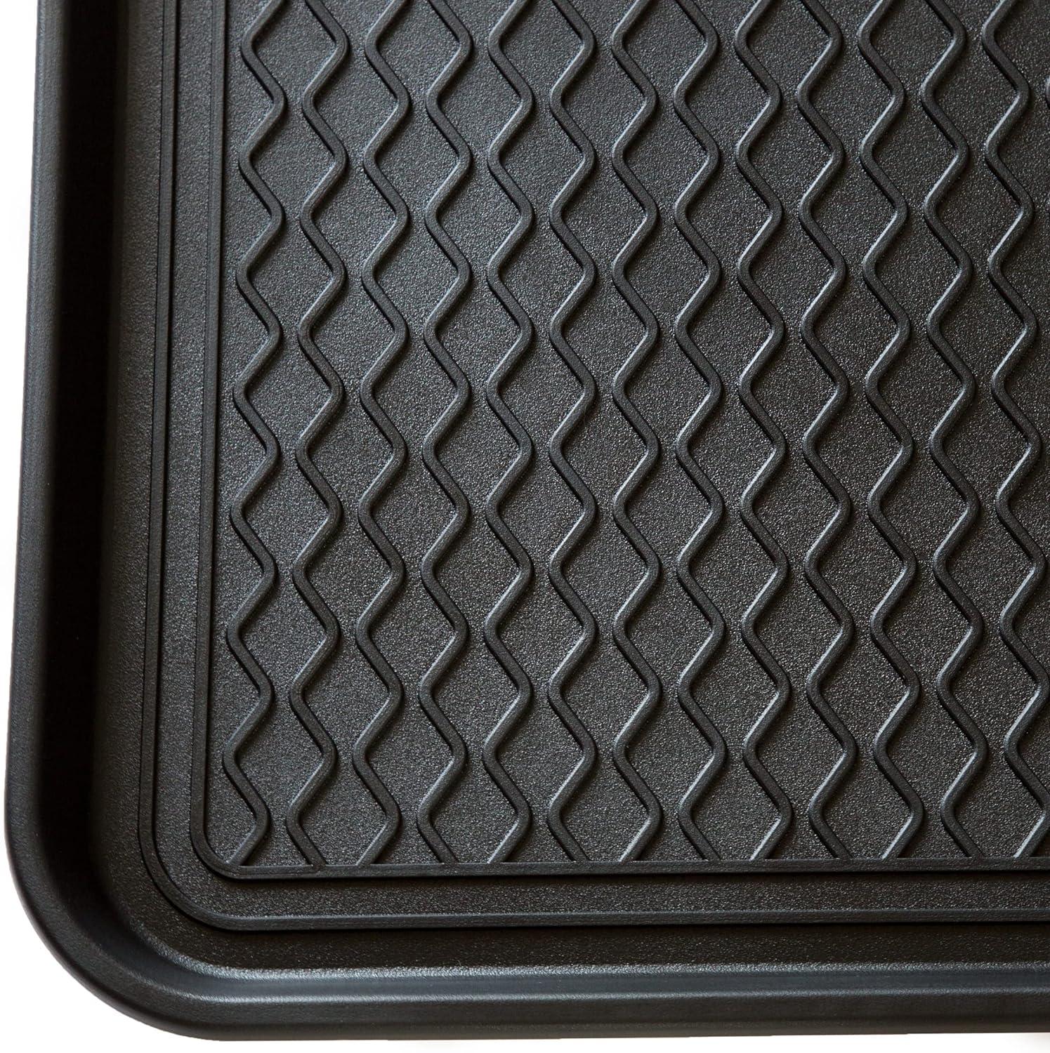 Large All-Weather Indoor/Outdoor Boot Tray - Weather-Resistant Plastic Shoe Mat with Raised Edge for Entryways, Decks, and Patios by Stalwart (Black)