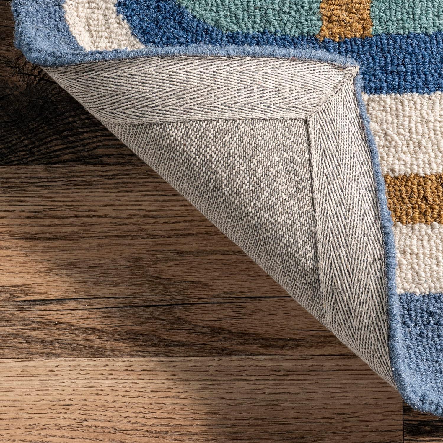Nuloom Terica Abstract 4x6 Wool Indoor Area Rug for Living Room Bedroom Dining Room Kitchen, Blue/Ivory