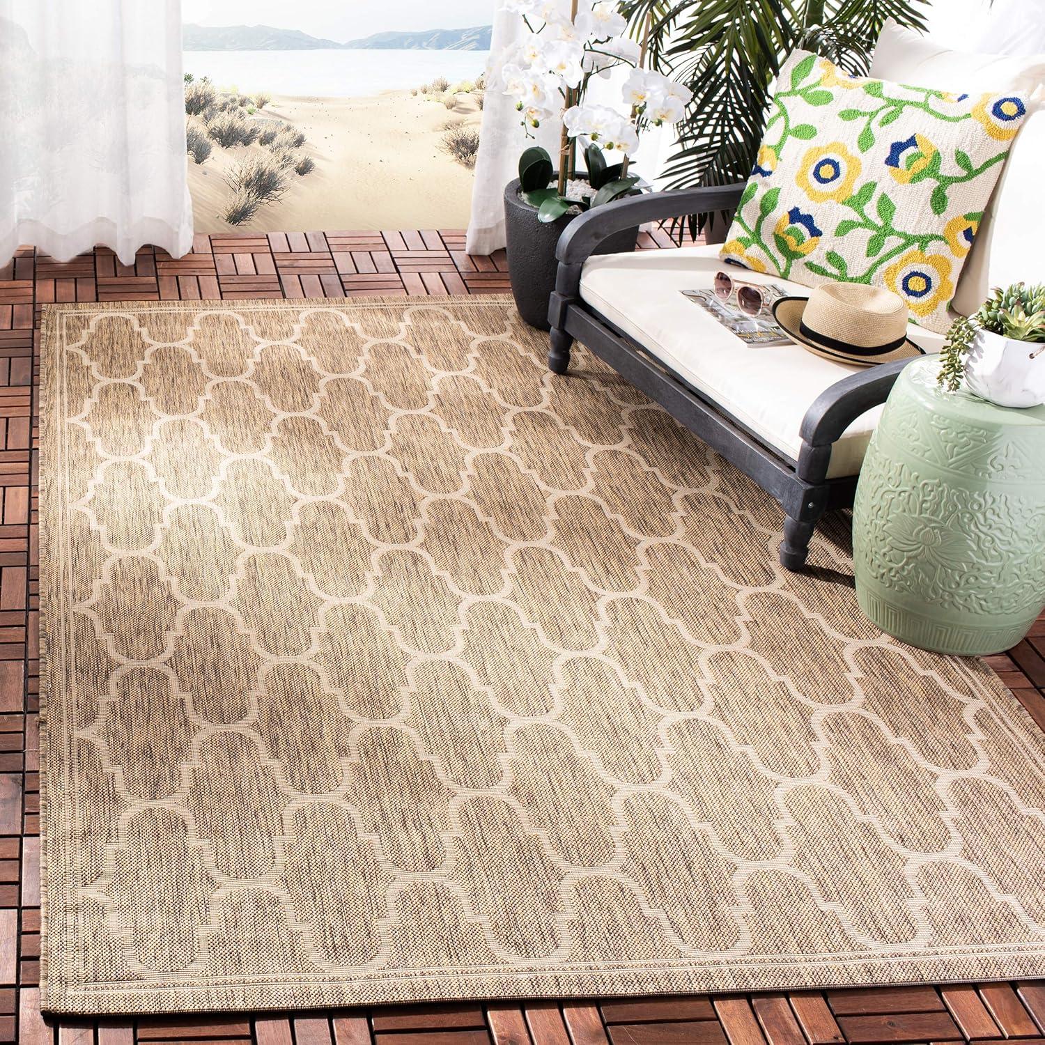 Courtyard CY6016 Power Loomed Indoor and Outdoor Area Rug - Brown/Beige - 8'x11' - Safavieh