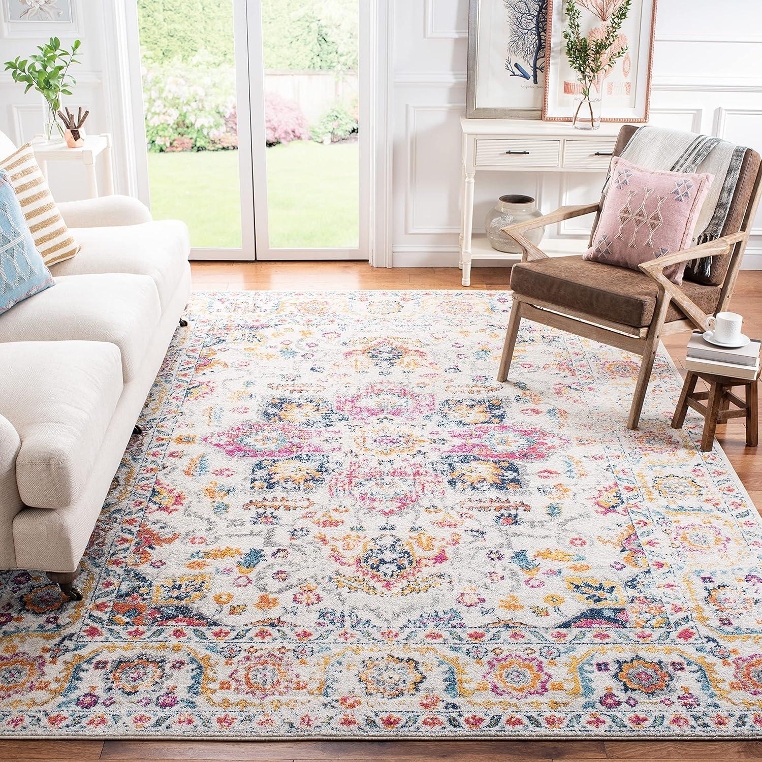 Madison MAD603 Power Loomed Area Rug - Fuchsia/Ivory - 4'x4' - Safavieh.