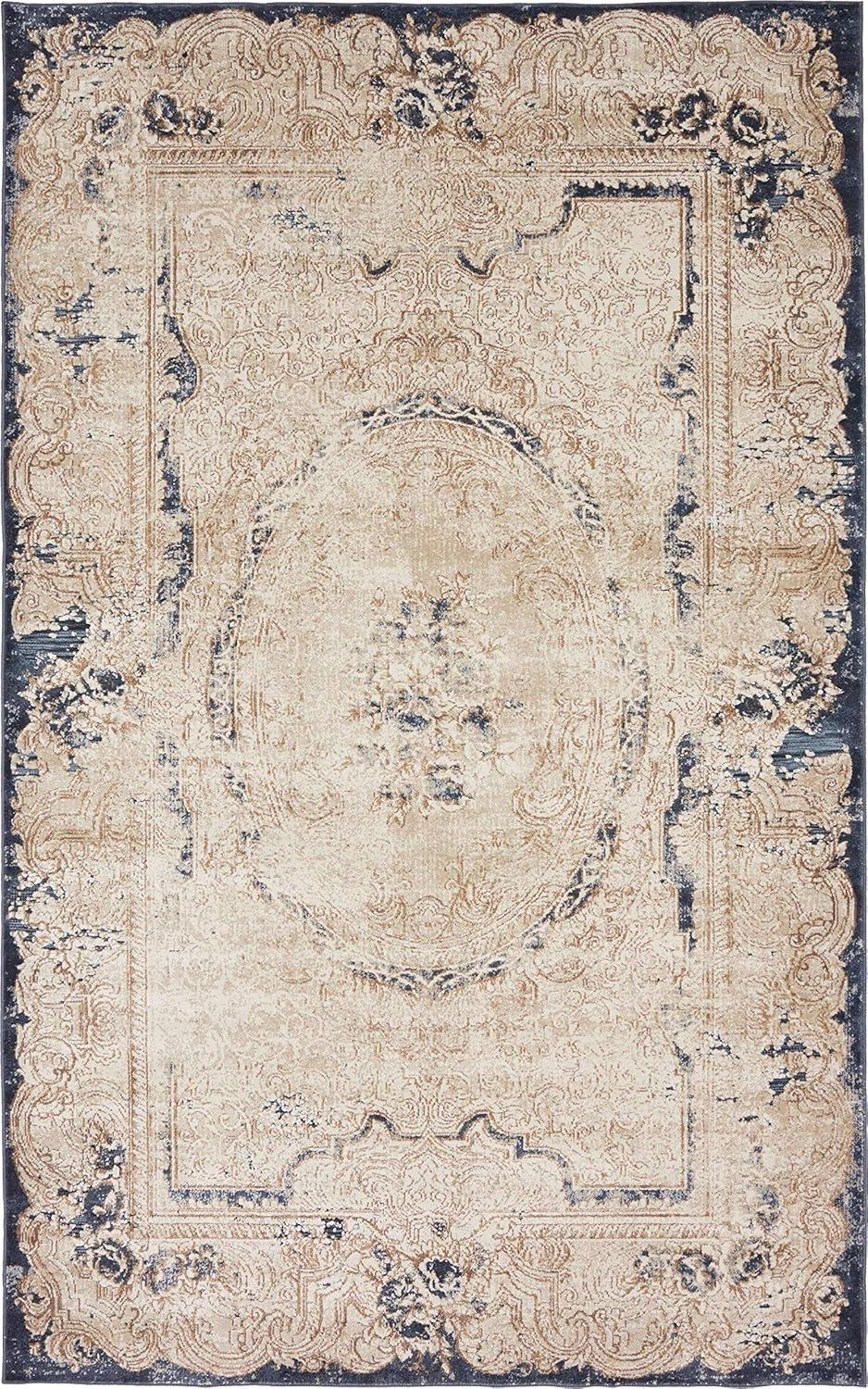 Unique Loom Chateau Collection Area Rug - Adams (5' 1" x 8' Rectangle Cream/Brown)