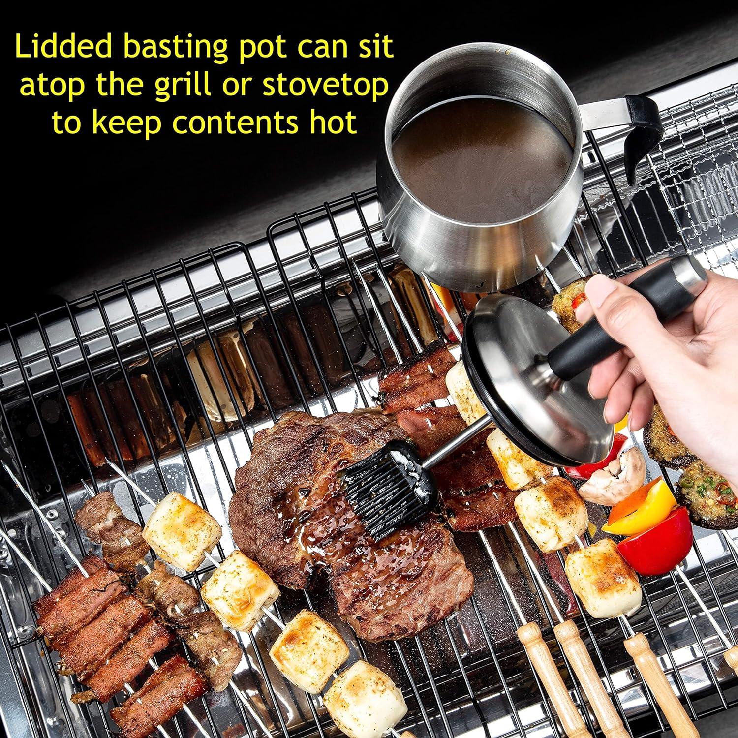 32oz Basting Pot with Basting Brush Set,Christmas Holiday Grilling Gifts for Men for Dad ºåGrill BBQ Gifts Accessories ºåPremium Stainless Steel 304 Barbecue Sauce Pot