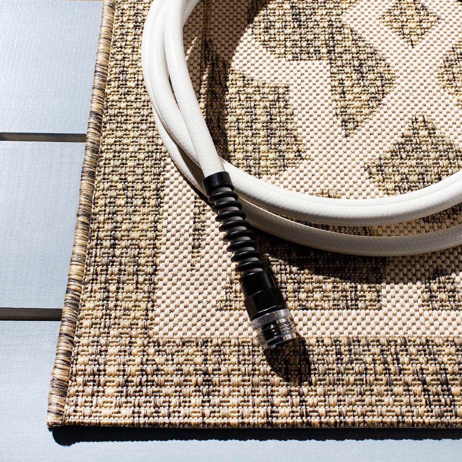 Courtyard CY6071 Power Loomed Indoor and Outdoor Area Rug - Mocha/Beige - 5'3"x7'7" - Safavieh