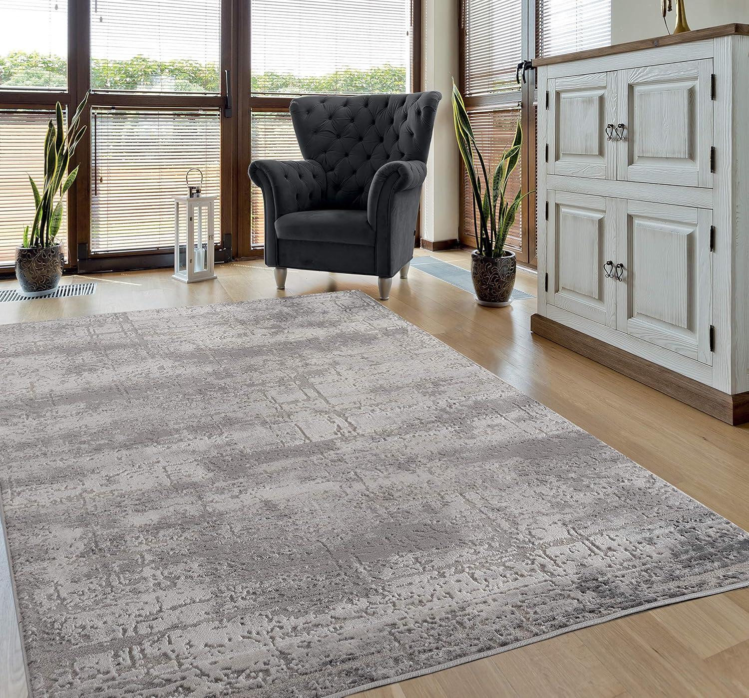 5 ft. 3 in. x 7 ft. 2 in. Cascades Mazama Contemporary & Transitional Rectangle Machine Made Area Rug, Grey