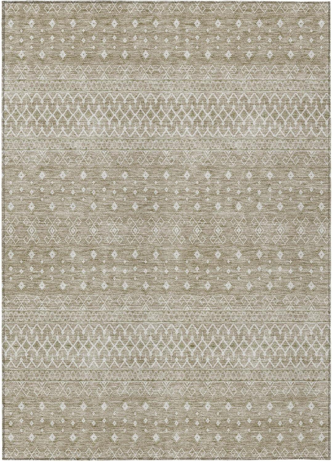 Taupe 9' x 12' Bohemian Synthetic Flat Woven Area Rug