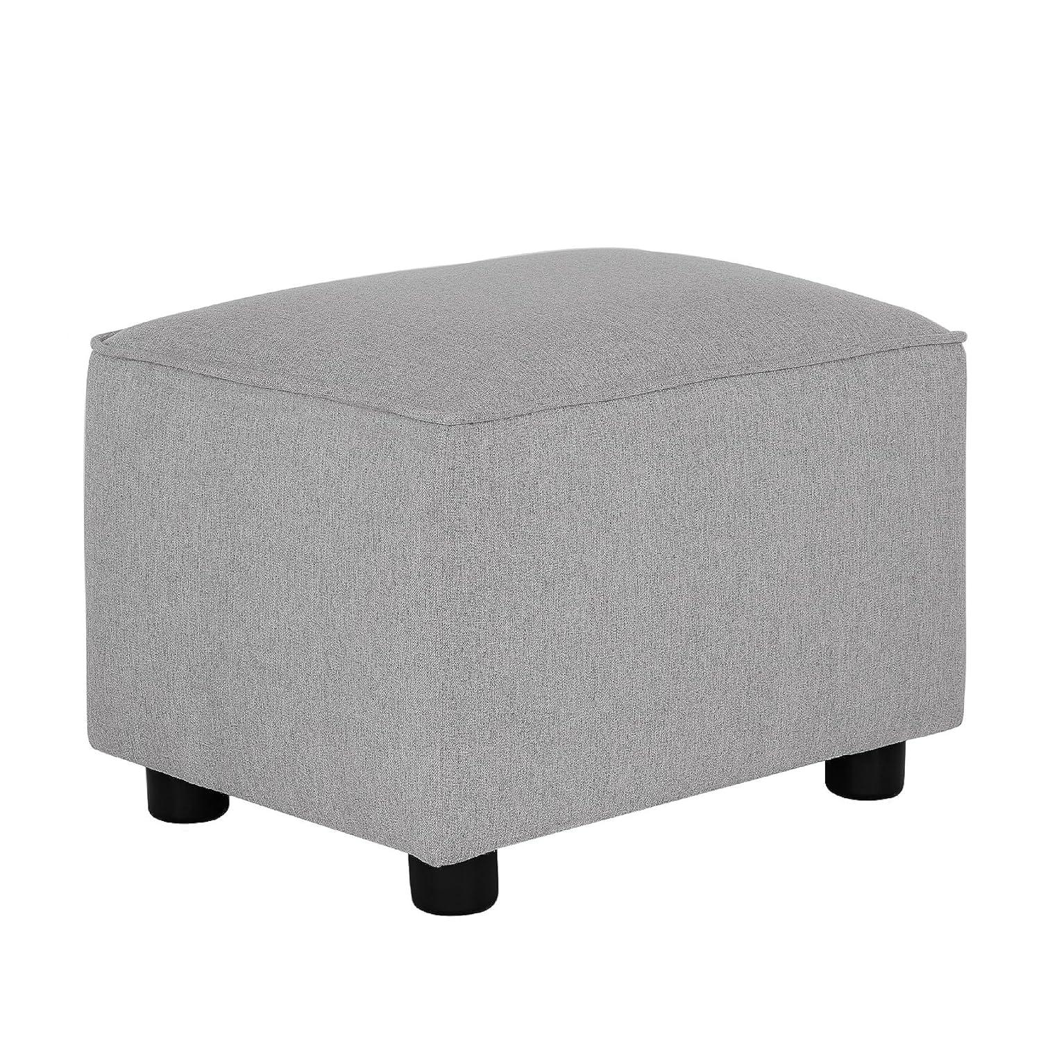 Evolur Holland Rectangular Upholstered Ottoman, Grey