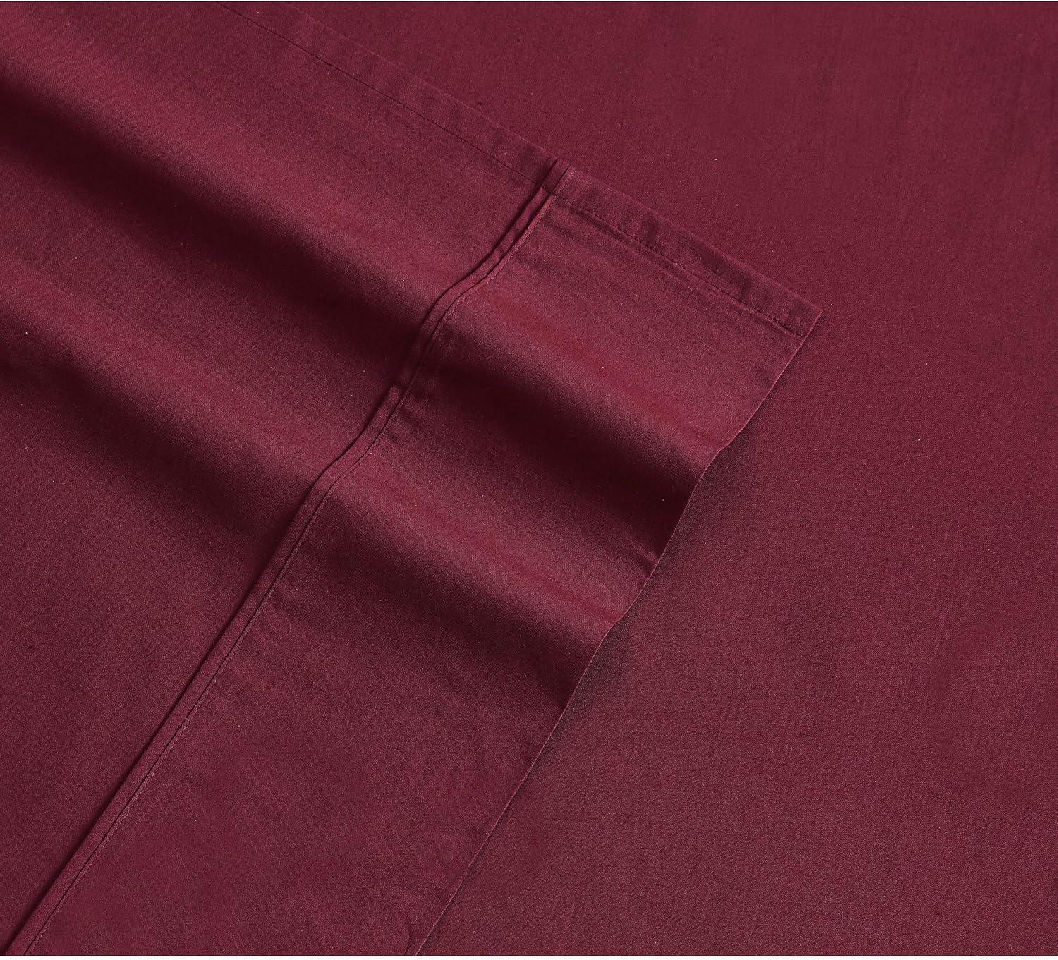 Burgundy Cotton Percale Twin XL Sheet Set