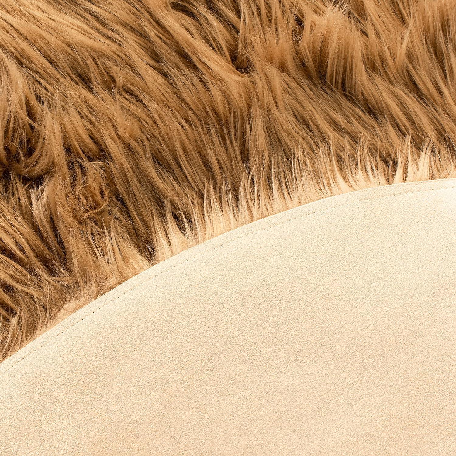 SAFAVIEH Faux Sheep Skin Jadyn Animal Area Rug, Camel, 3' x 5'