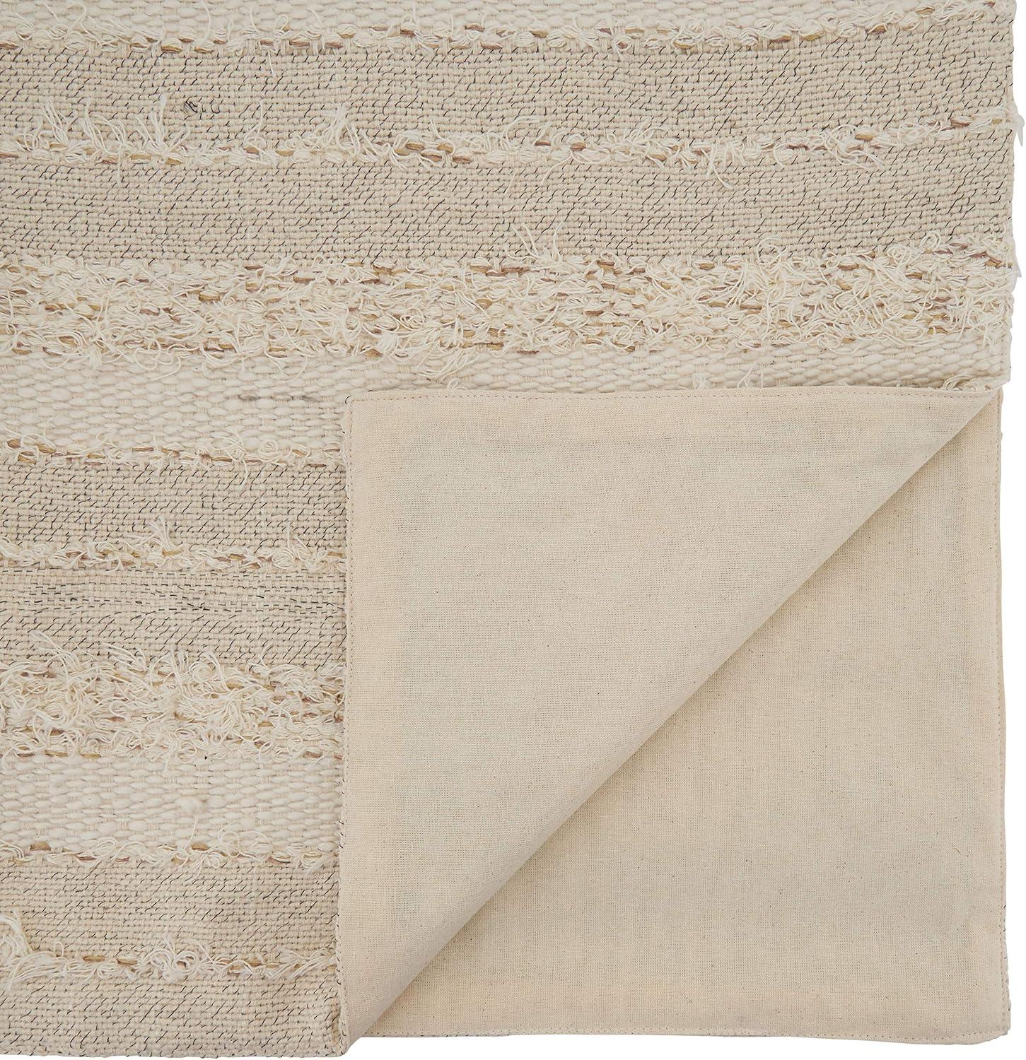 Ivory Cotton Fringe Stripe Table Runner