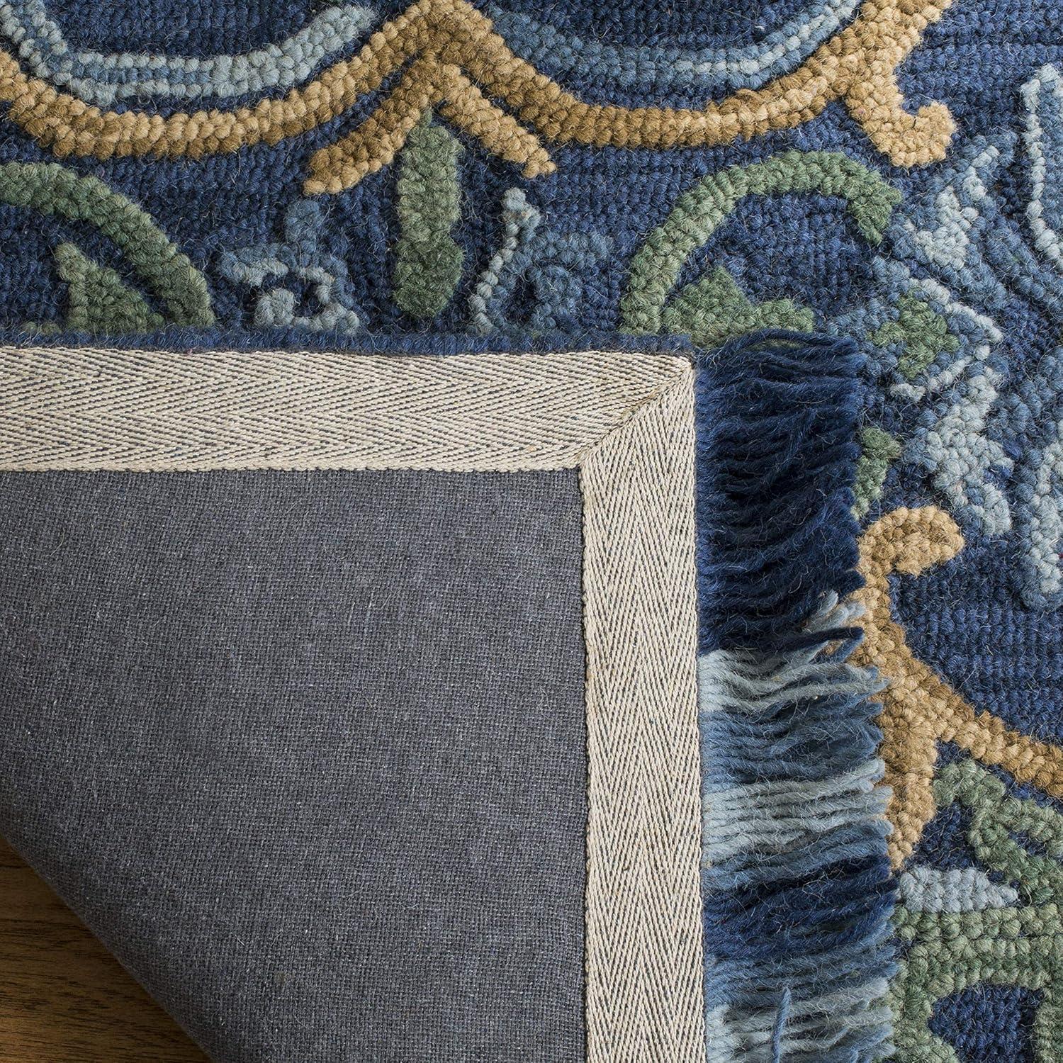 SAFAVIEH Blossom Abram Geometric Area Rug, Navy/Green, 8' x 8' Square