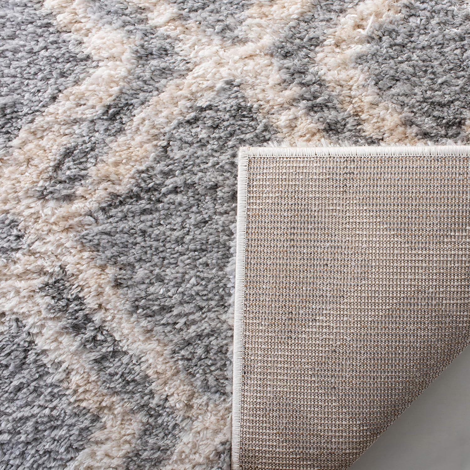 Gray and Cream 10' x 14' Shag Area Rug