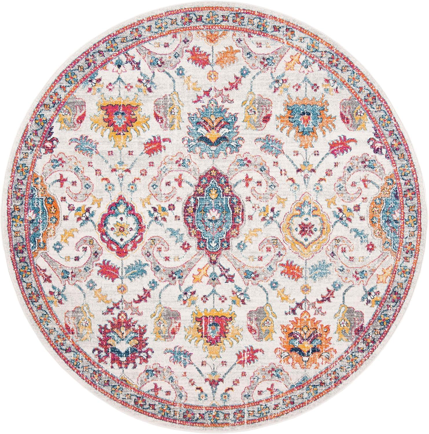 Evoke EVK255 Power Loomed Area Rug - Cream/Orange - 5'3"x5'3" - Safavieh