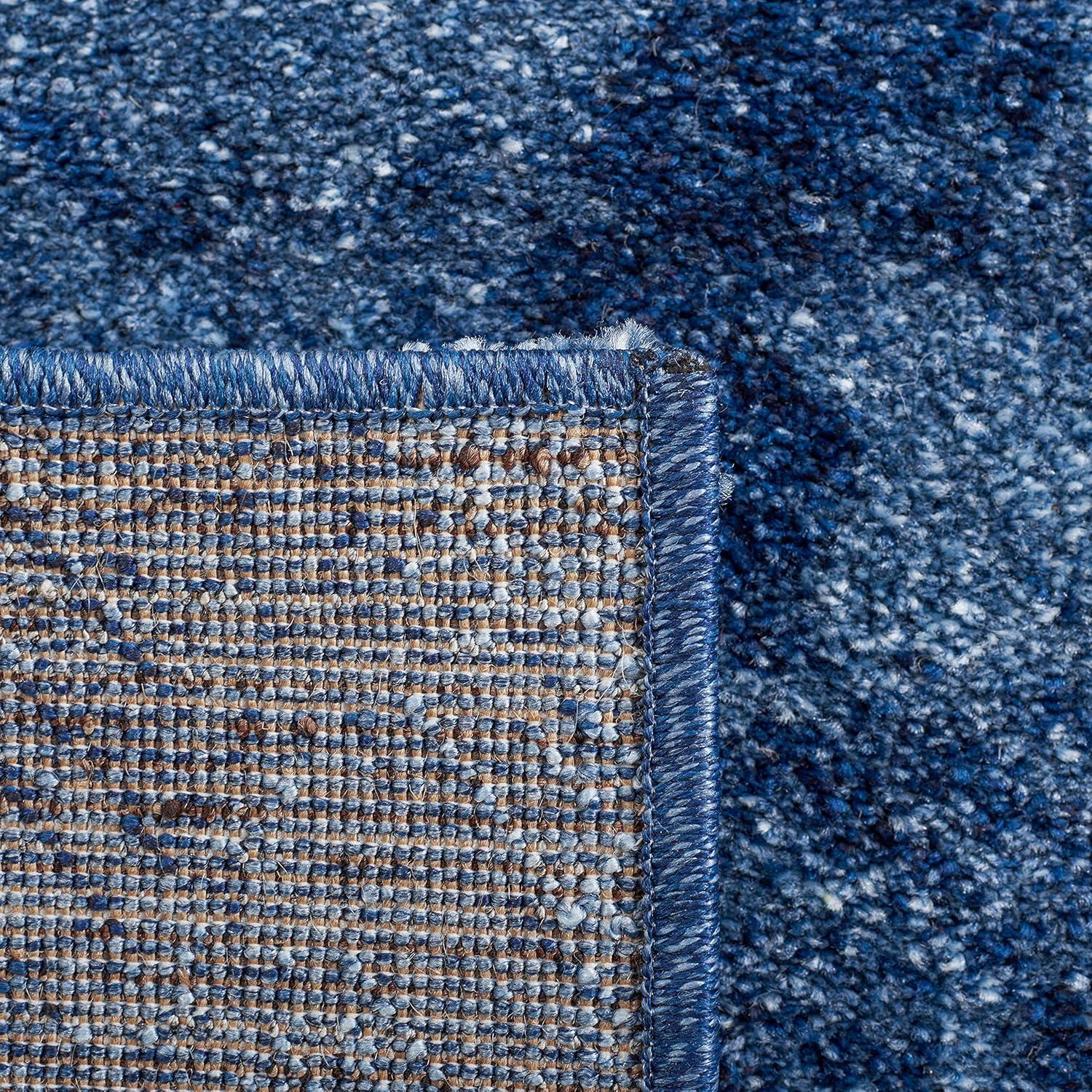 Blue and Dark Blue Abstract Shag 9' x 12' Rug