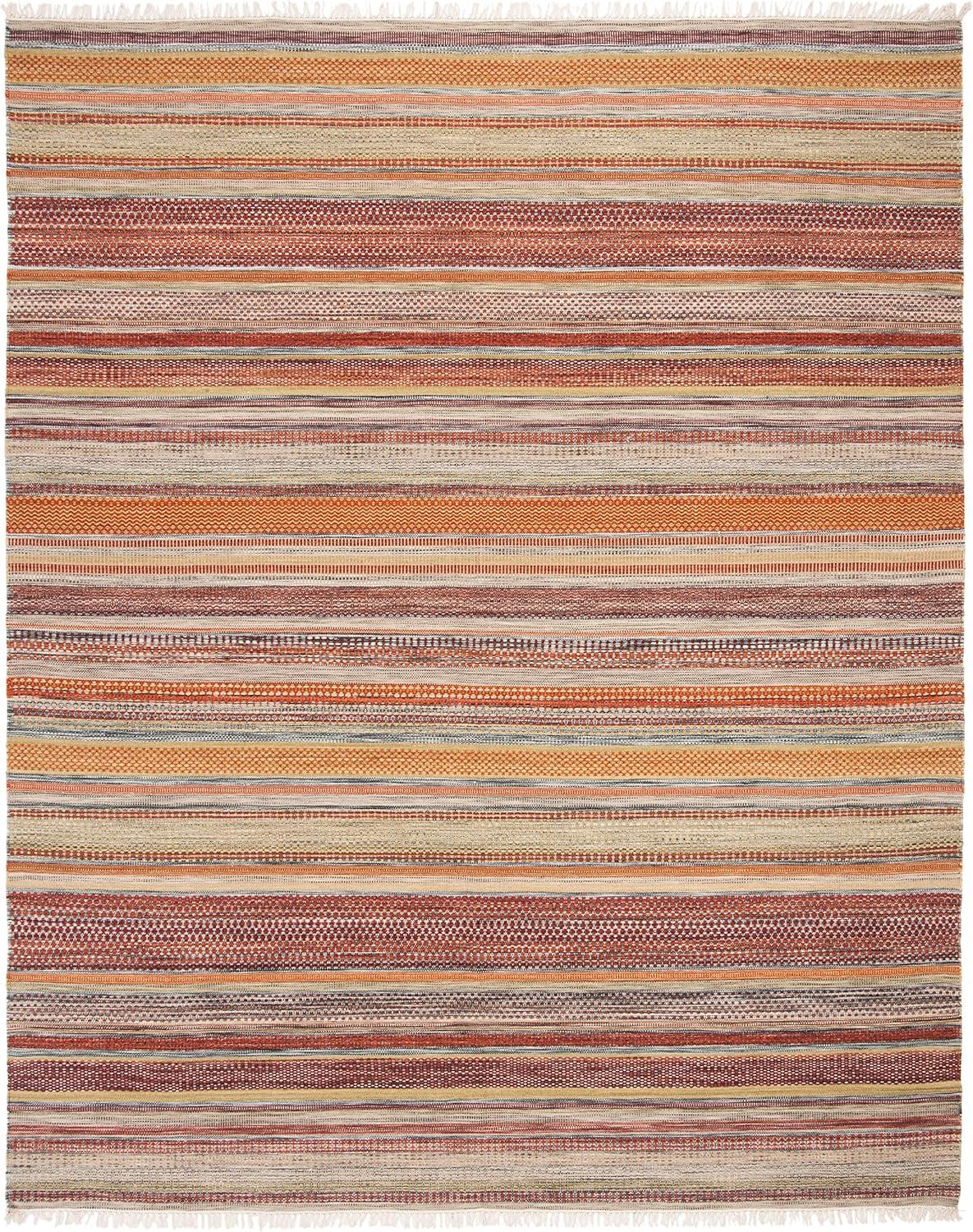 SAFAVIEH Striped Kilim Ethel Wool Area Rug, Beige, 9' x 12'