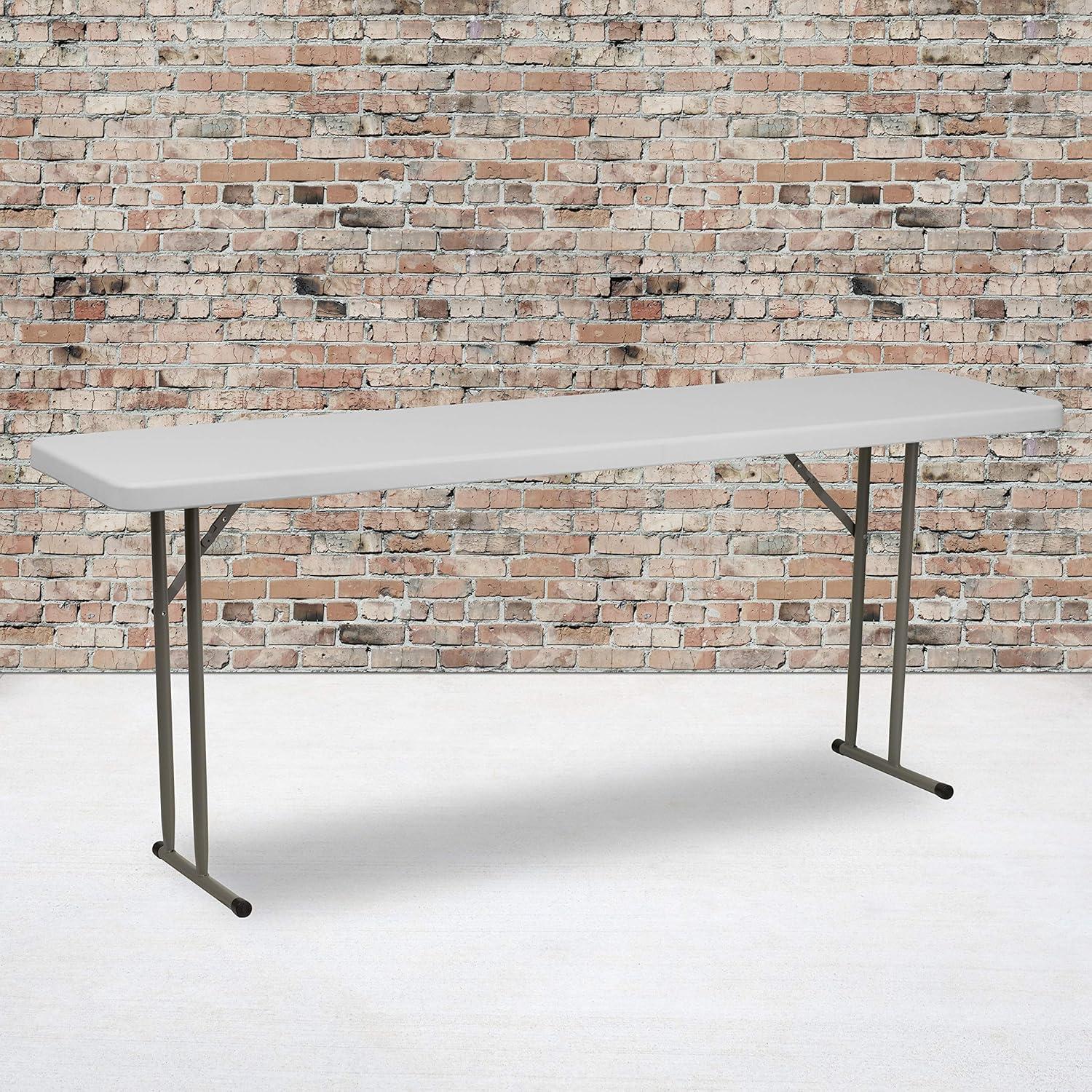 Emma and Oliver 6-Foot Rectangular White Plastic Folding Table with Locking Legs for Training or Seminars