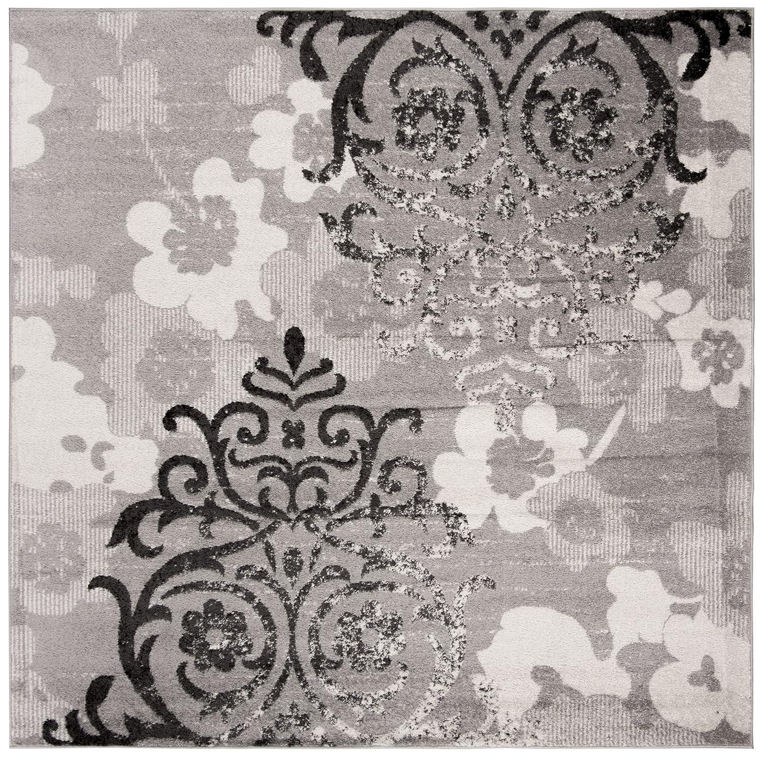 Adirondack ADR114 Machine Made Indoor Area Rug - Silver/Ivory - 10'x10' - Safavieh
