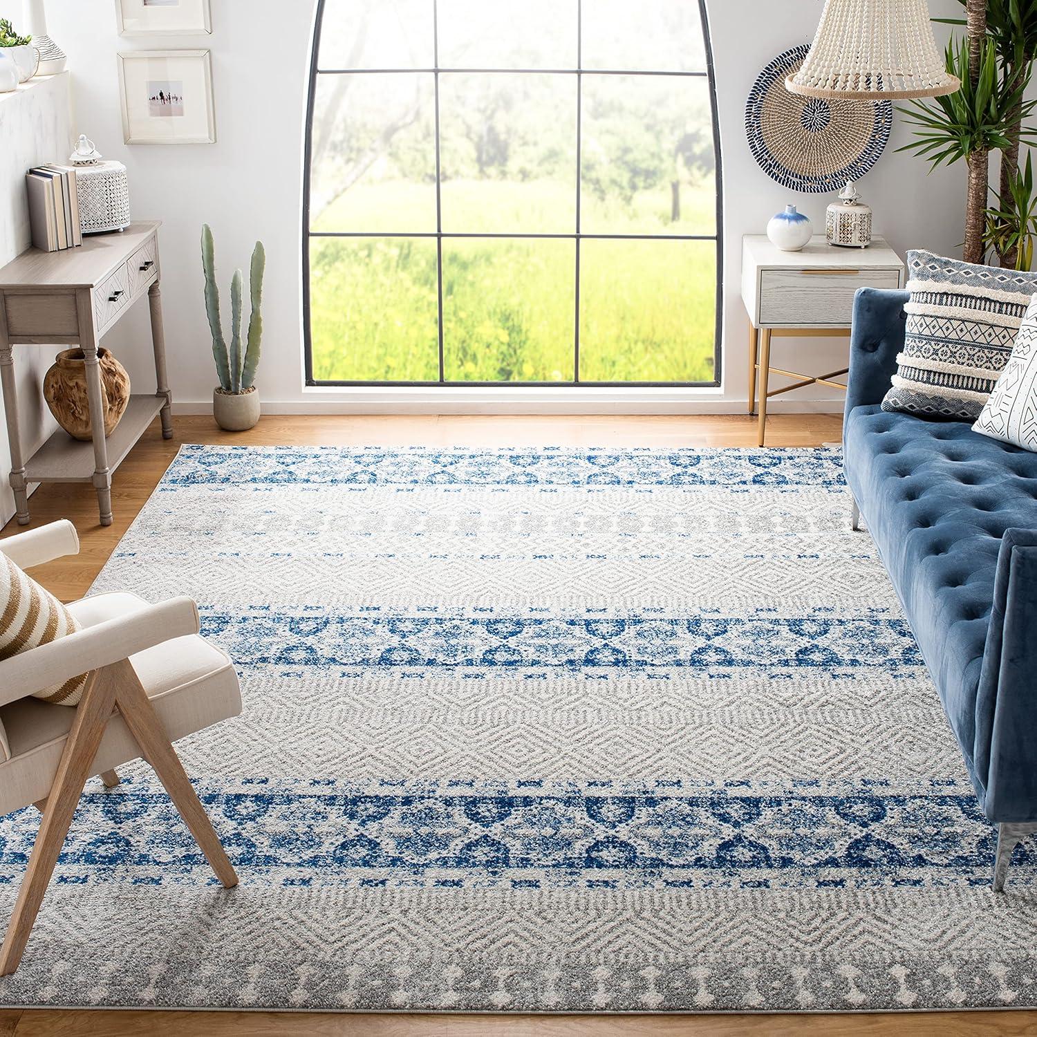 Madison MAD797 Power Loomed Area Rug - Silver/Navy - 8'x10' - Safavieh.