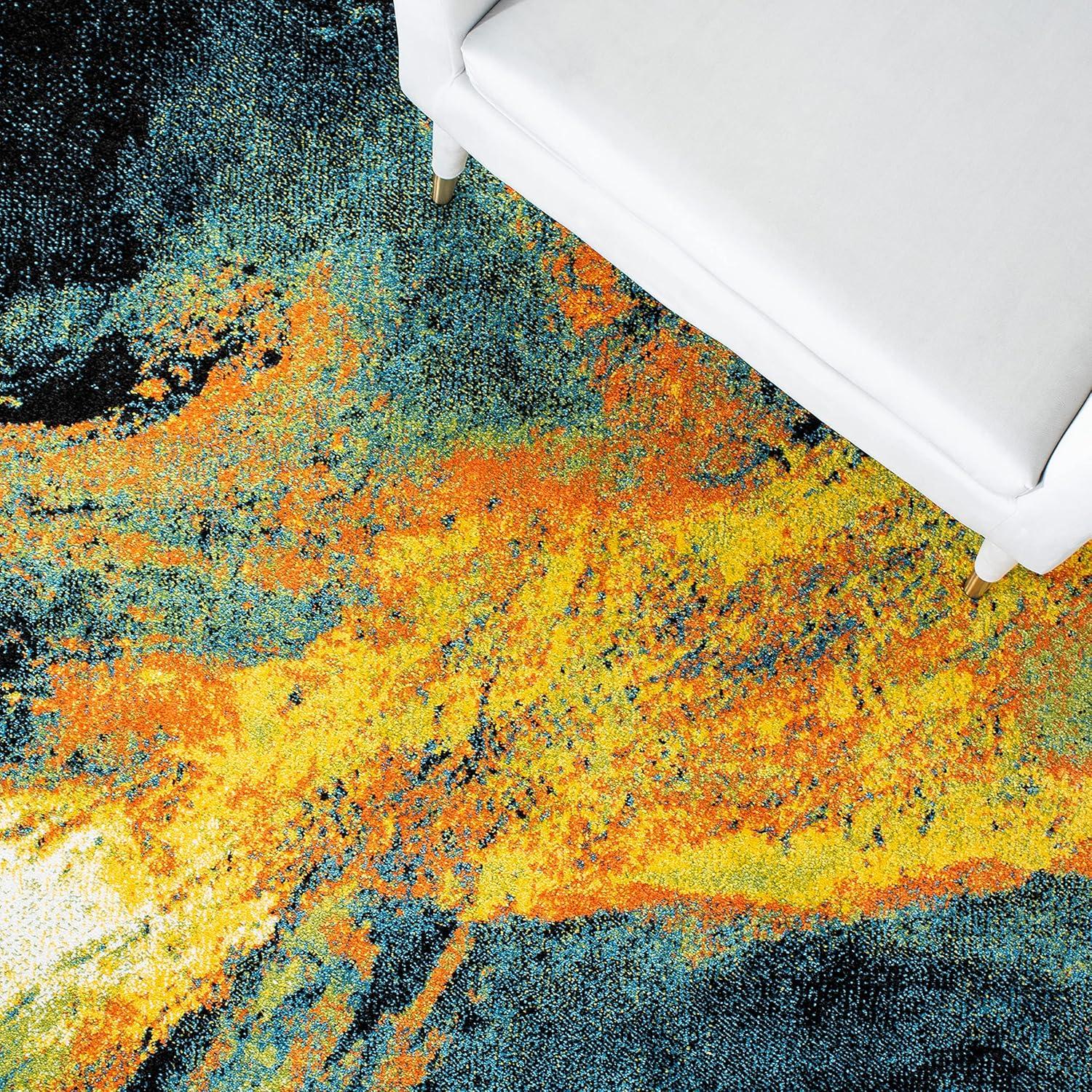 Galaxy GAL117 Power Loomed Indoor Area Rug - Blue/Yellow - 8'x10' - Safavieh