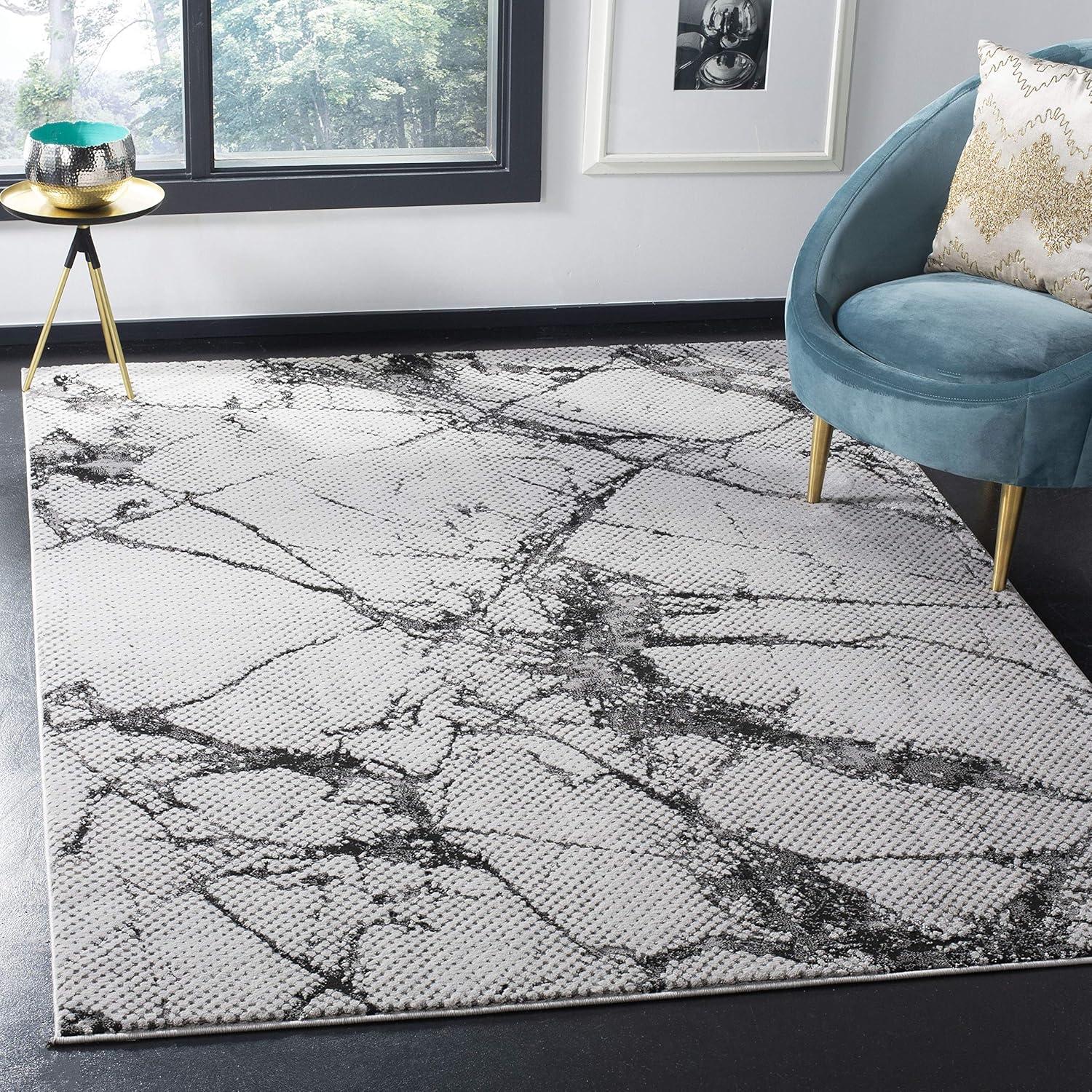 Lurex LUR187 Power Loomed Area Rug - Grey/Black - 5'3"x7'6" - Safavieh