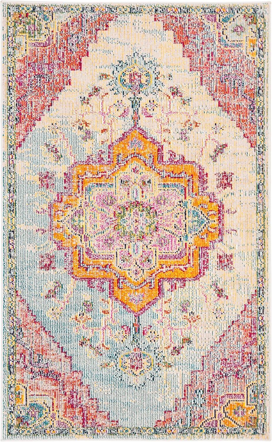 SAFAVIEH Crystal Debra Floral Area Rug, Light Blue/Fuchsia, 3' x 5'