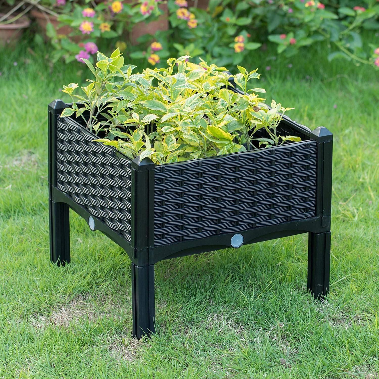 Rattan Raised Garden Bed Flower Planter