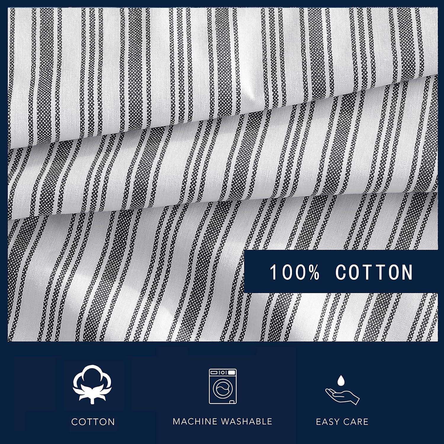 Nautica Coleridge Stripe Charcoal Cotton Percale Duvet Cover