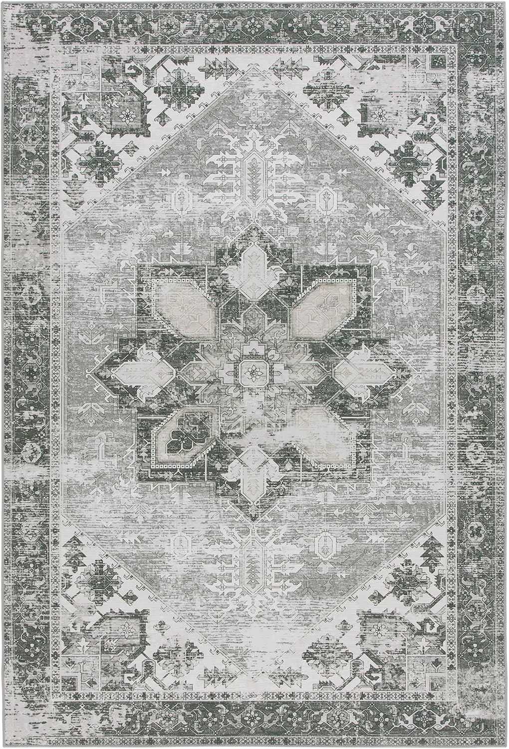 Tucson TSN102 Power Loomed Machine Washable Area Rug - Dark Sage/Ivory - 3'x5' - Safavieh.