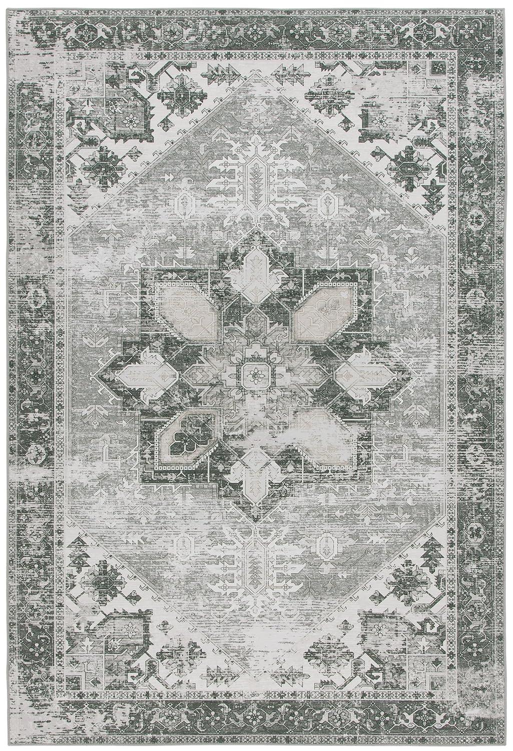 Tucson TSN102 Power Loomed Machine Washable Area Rug - Dark Sage/Ivory - 3'x5' - Safavieh.