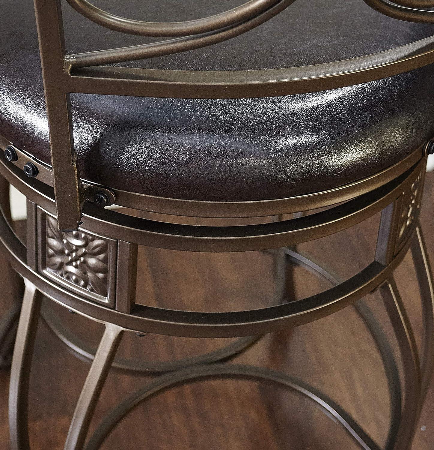 Bronze & Brown Faux Leather High-Back Swivel Counter Stool