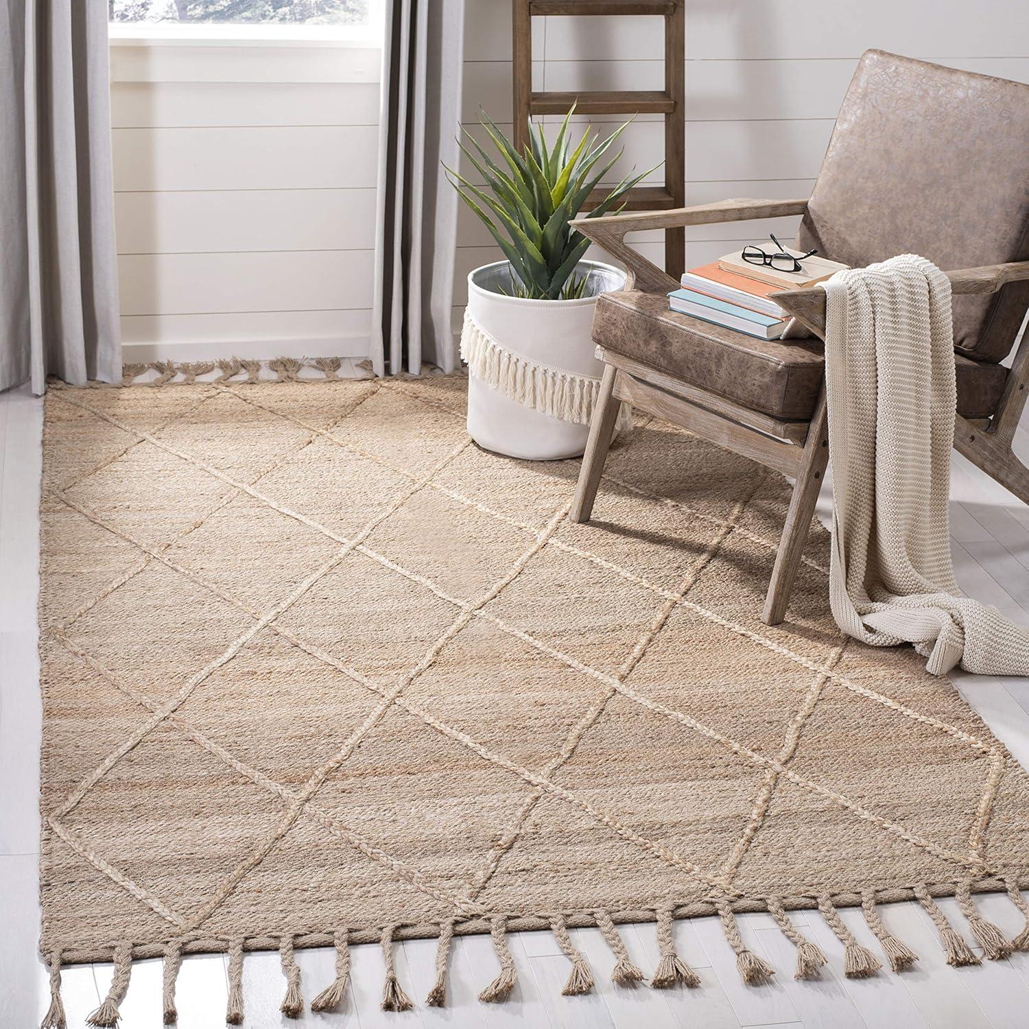 SAFAVIEH Natural Fiber Nancy Geometric Jute Area Rug, Natural, 5' x 8'